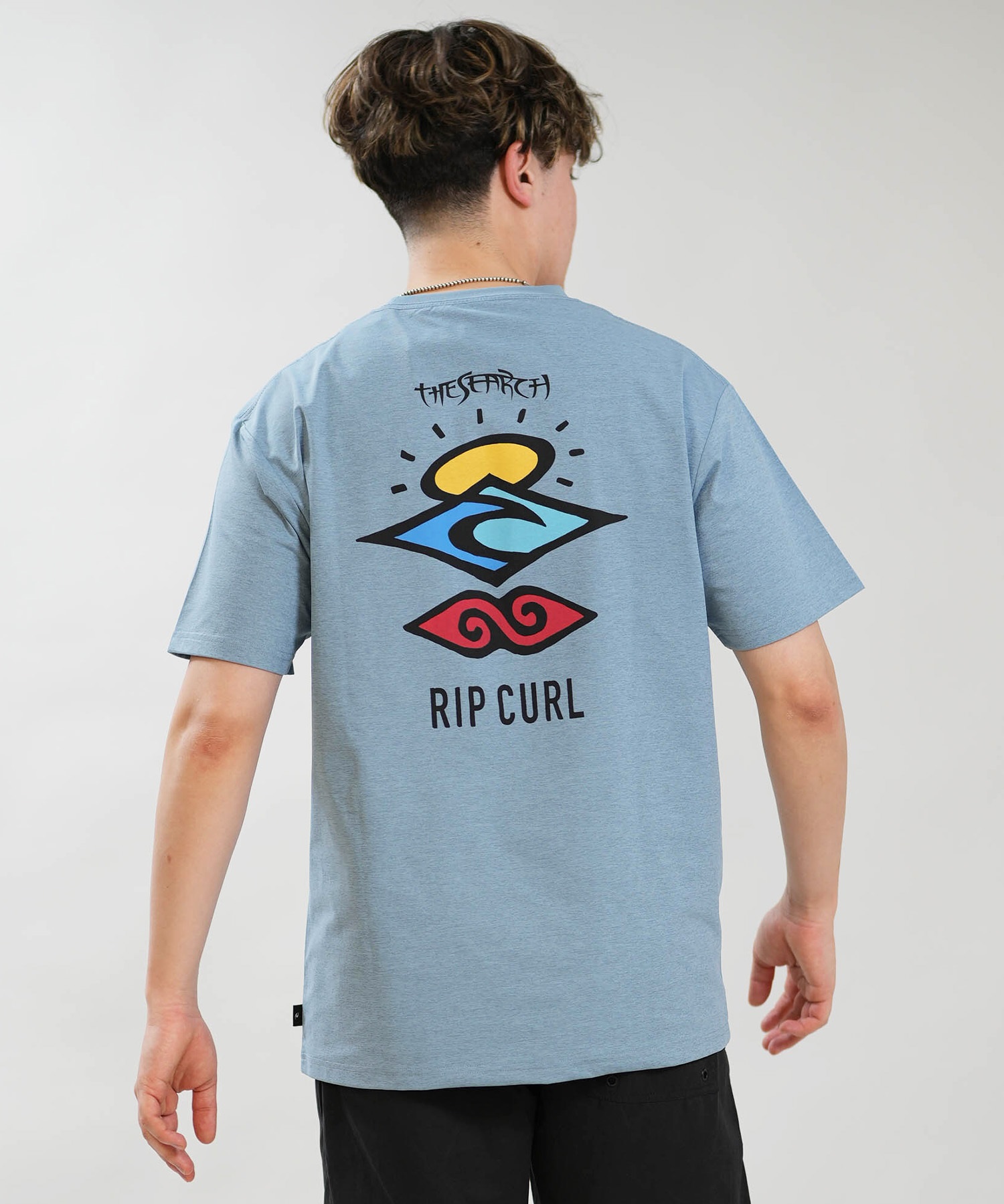 RIP CURL リップカール 半袖 Tシャツ メンズ UVカット SEARCH ICON RASH RCM6S-4303(WHT-M)