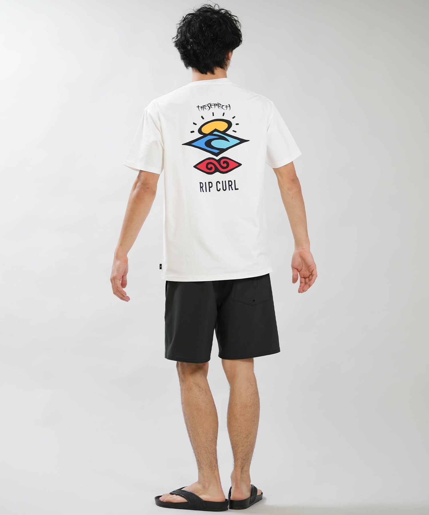 RIP CURL リップカール 半袖 Tシャツ メンズ UVカット SEARCH ICON RASH RCM6S-4303(WHT-M)