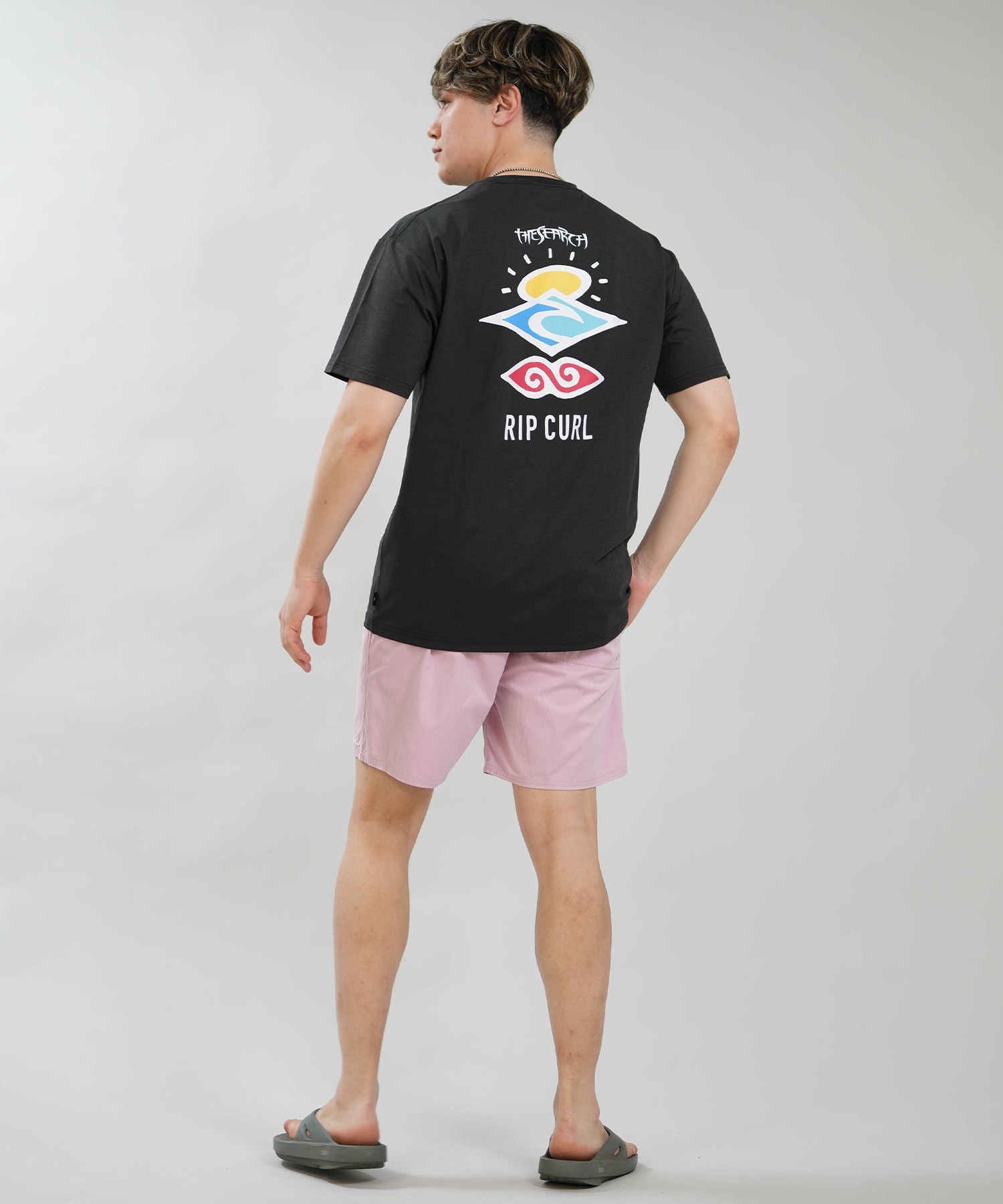 RIP CURL リップカール 半袖 Tシャツ メンズ UVカット SEARCH ICON RASH RCM6S-4303(WHT-M)