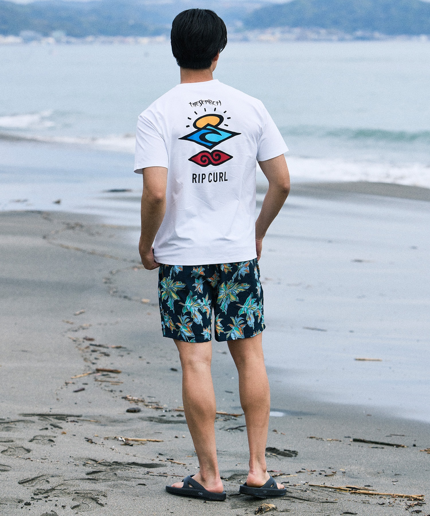 RIP CURL リップカール 半袖 Tシャツ メンズ UVカット SEARCH ICON RASH RCM6S-4303(BLK-M)