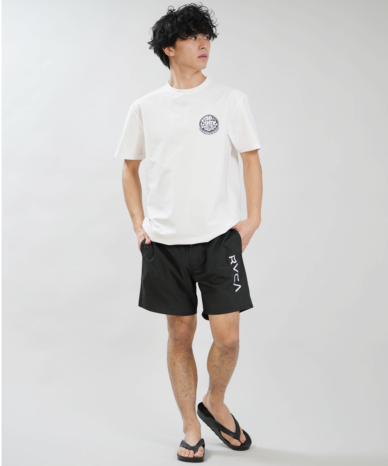 RIP CURL リップカール 水着 ラッシュガード 半袖 Tシャツ メンズ WETTI PASSAGE ICON RASH RCM6S-4304(BLK-M)