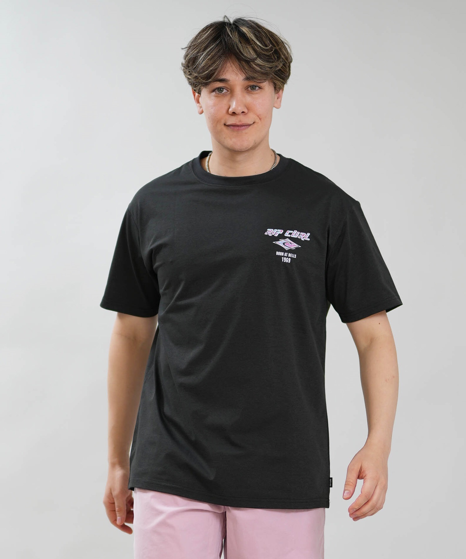 RIP CURL リップカール 半袖 Tシャツ メンズ バックプリント BORN AT BELLS RASH RCM6S-4307(WHT-M)