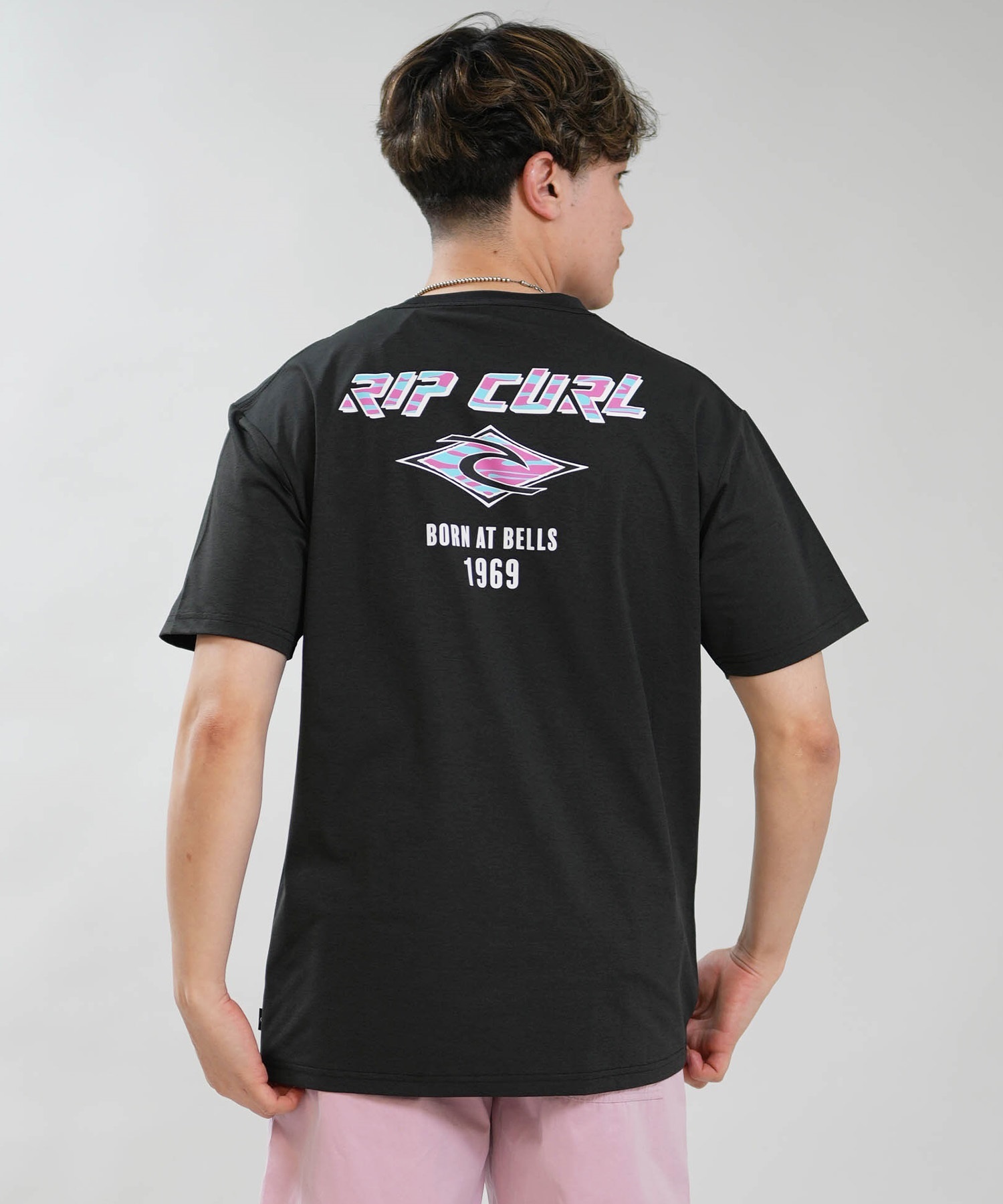 RIP CURL リップカール 半袖 Tシャツ メンズ バックプリント BORN AT BELLS RASH RCM6S-4307(WHT-M)