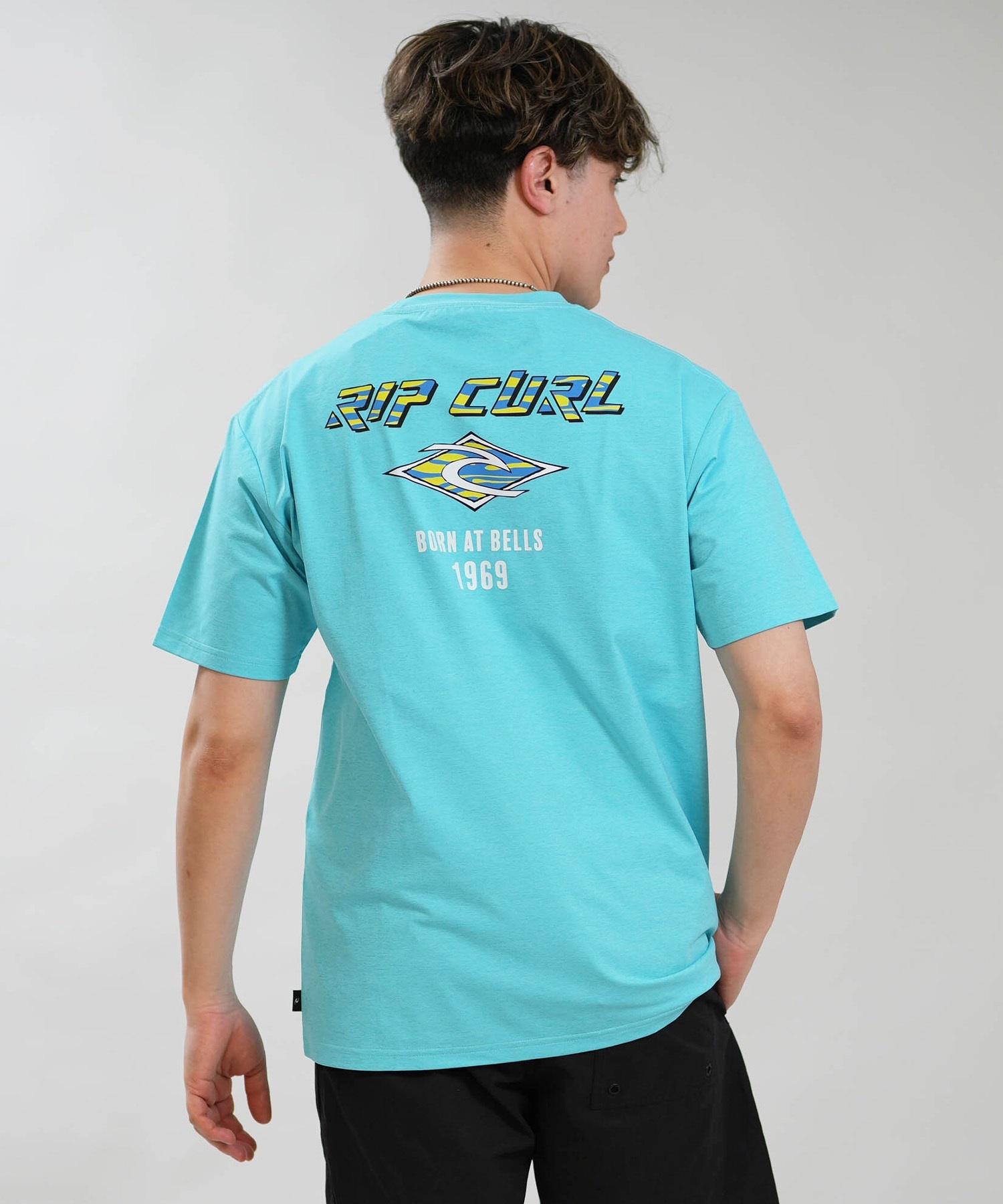 RIP CURL リップカール 半袖 Tシャツ メンズ バックプリント BORN AT BELLS RASH RCM6S-4307(WHT-M)