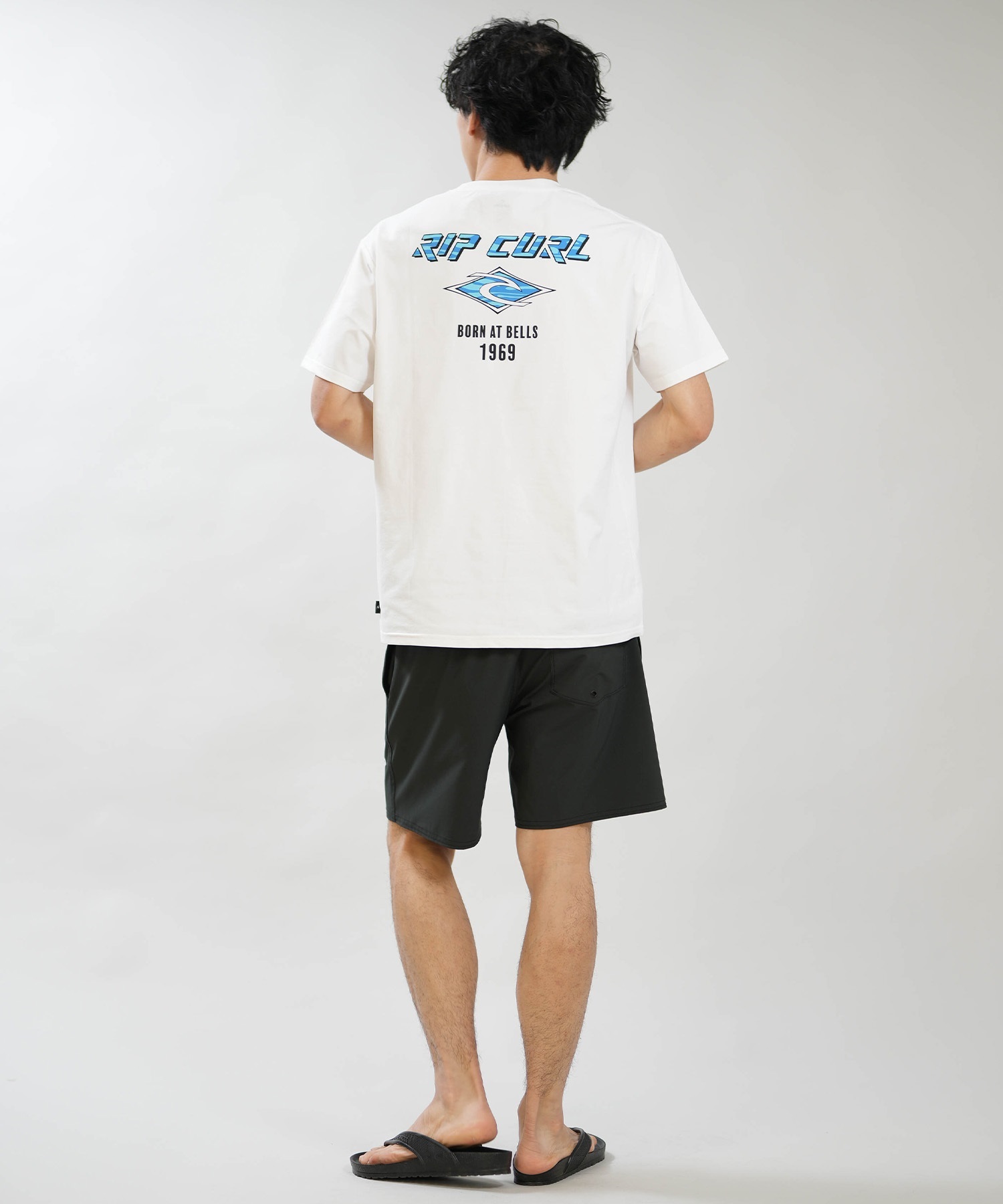 RIP CURL リップカール 半袖 Tシャツ メンズ バックプリント BORN AT BELLS RASH RCM6S-4307(WHT-M)