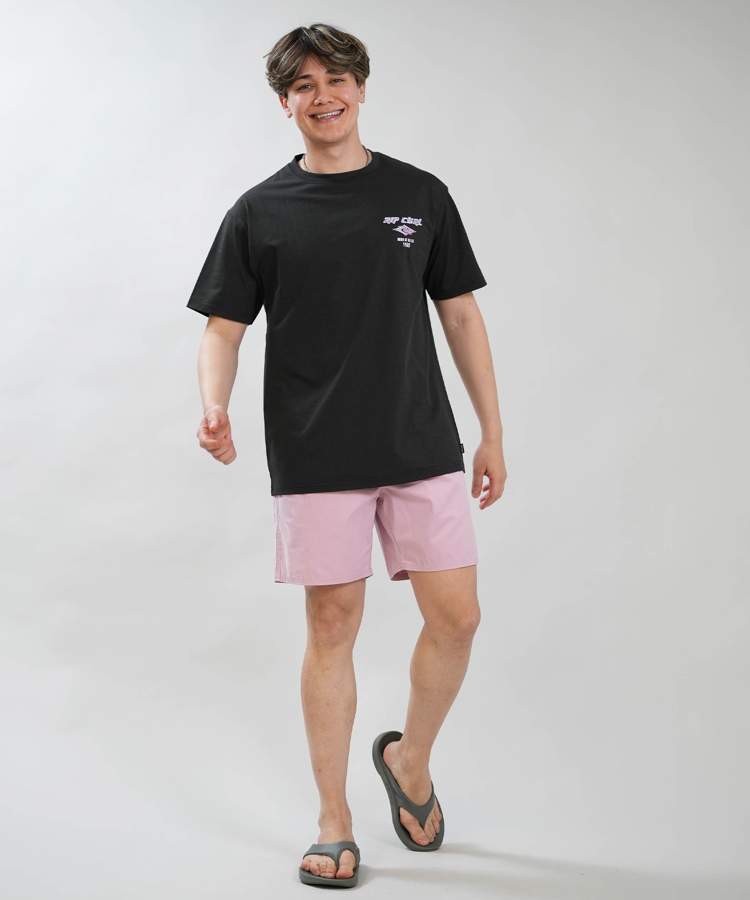 RIP CURL リップカール 半袖 Tシャツ メンズ バックプリント BORN AT BELLS RASH RCM6S-4307(WHT-M)