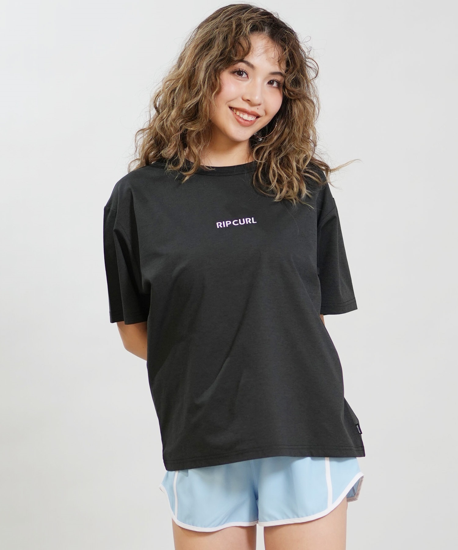 RIP CURL リップカール 水着 ラッシュガード 半袖 Tシャツ レディース 水陸両用 BOXY WIDE FIT TEE UVケアラッシュガード RCL6S-4306(WHT-M)
