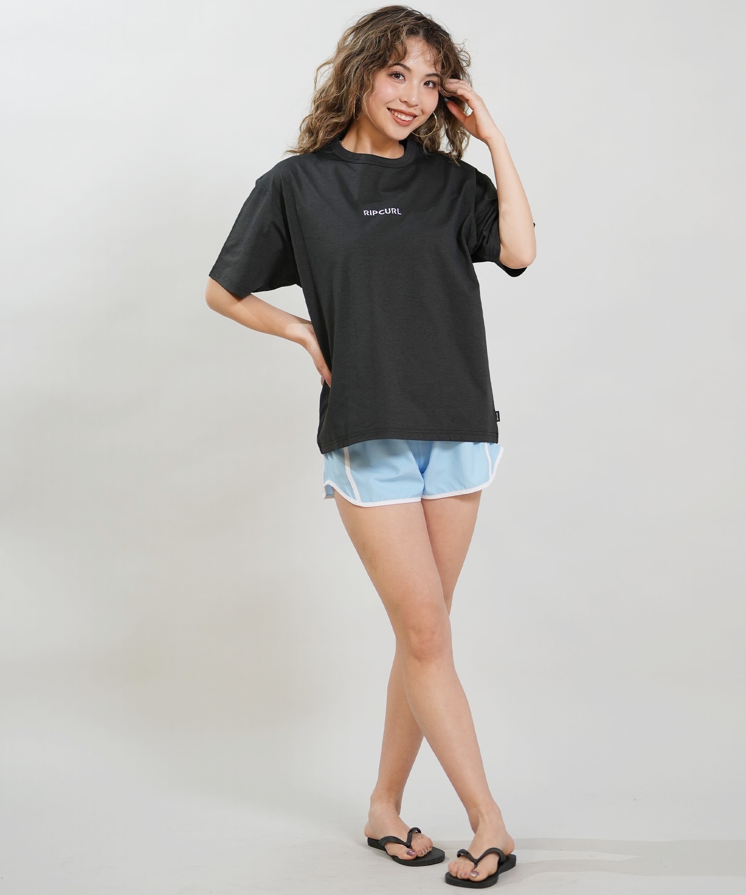 RIP CURL リップカール 水着 ラッシュガード 半袖 Tシャツ レディース 水陸両用 BOXY WIDE FIT TEE UVケアラッシュガード RCL6S-4306(WHT-M)