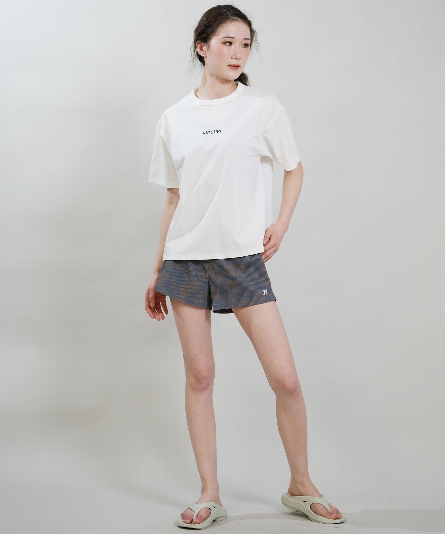 RIP CURL リップカール 水着 ラッシュガード 半袖 Tシャツ レディース 水陸両用 BOXY WIDE FIT TEE UVケアラッシュガード RCL6S-4306(WHT-M)