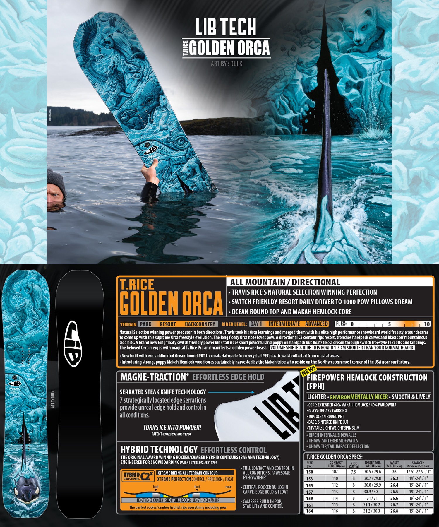 LIBTECH リブテック ゴールデンオルカ GOLDEN ORCA スノーボード 板
