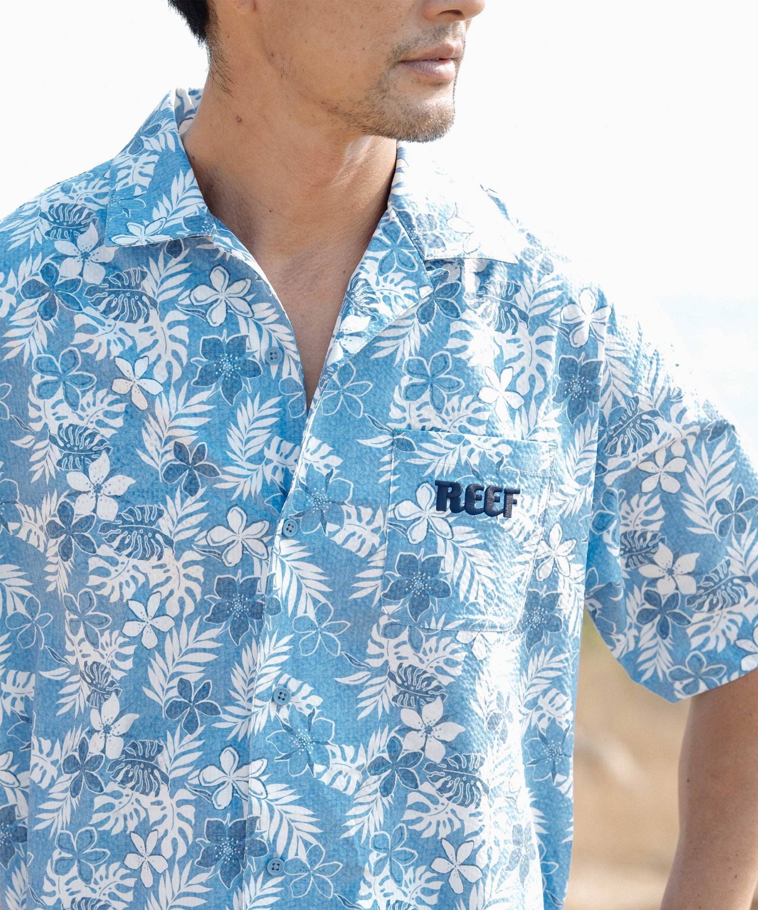 REEF リーフ 半袖 シャツ メンズ UVカット 抗菌防臭 ストレッチ 塩素