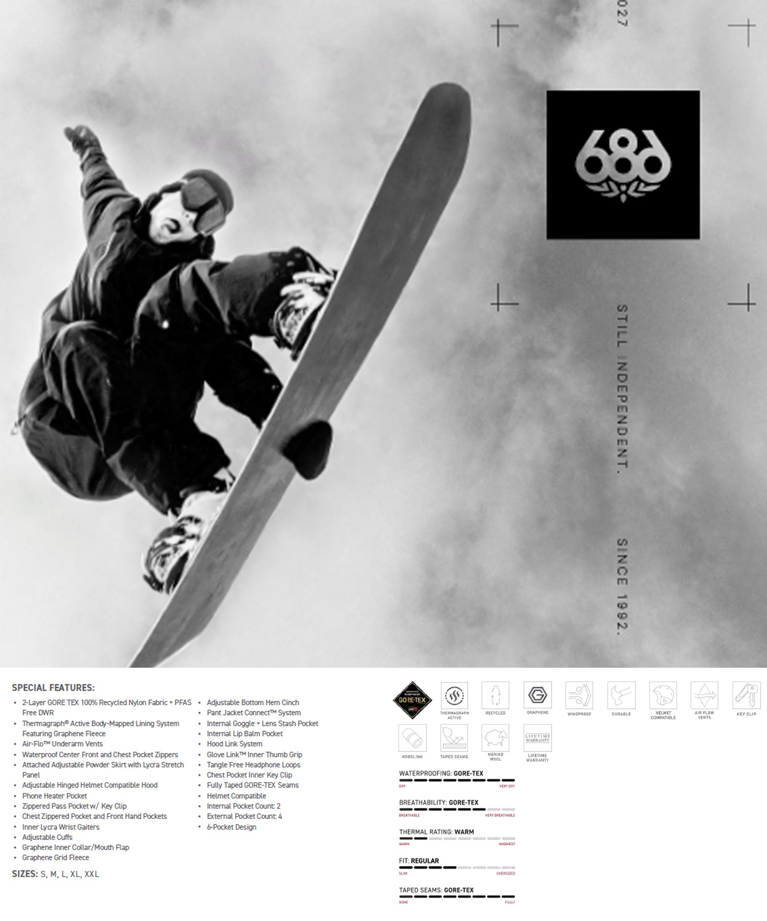 686 シックスエイトシックス ゴアテックス サーマグラフ ジャケット M5WN159 スノーボード ウェア 定番 人気 メンズ 26-27 早期購入/店頭受取対象外 A30(ALBL-S)