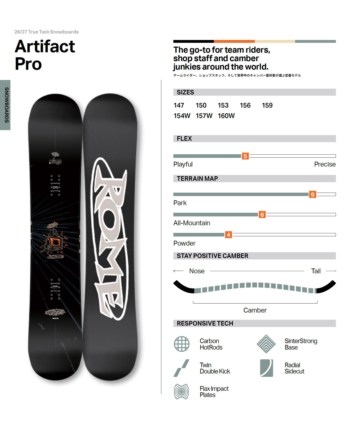 ROME SDS ローム アーティファクト プロ ARTIFACT PRO スノーボード 板 ROME SDS ローム アーティファクト プロ ARTIFACT PRO スノーボード 板