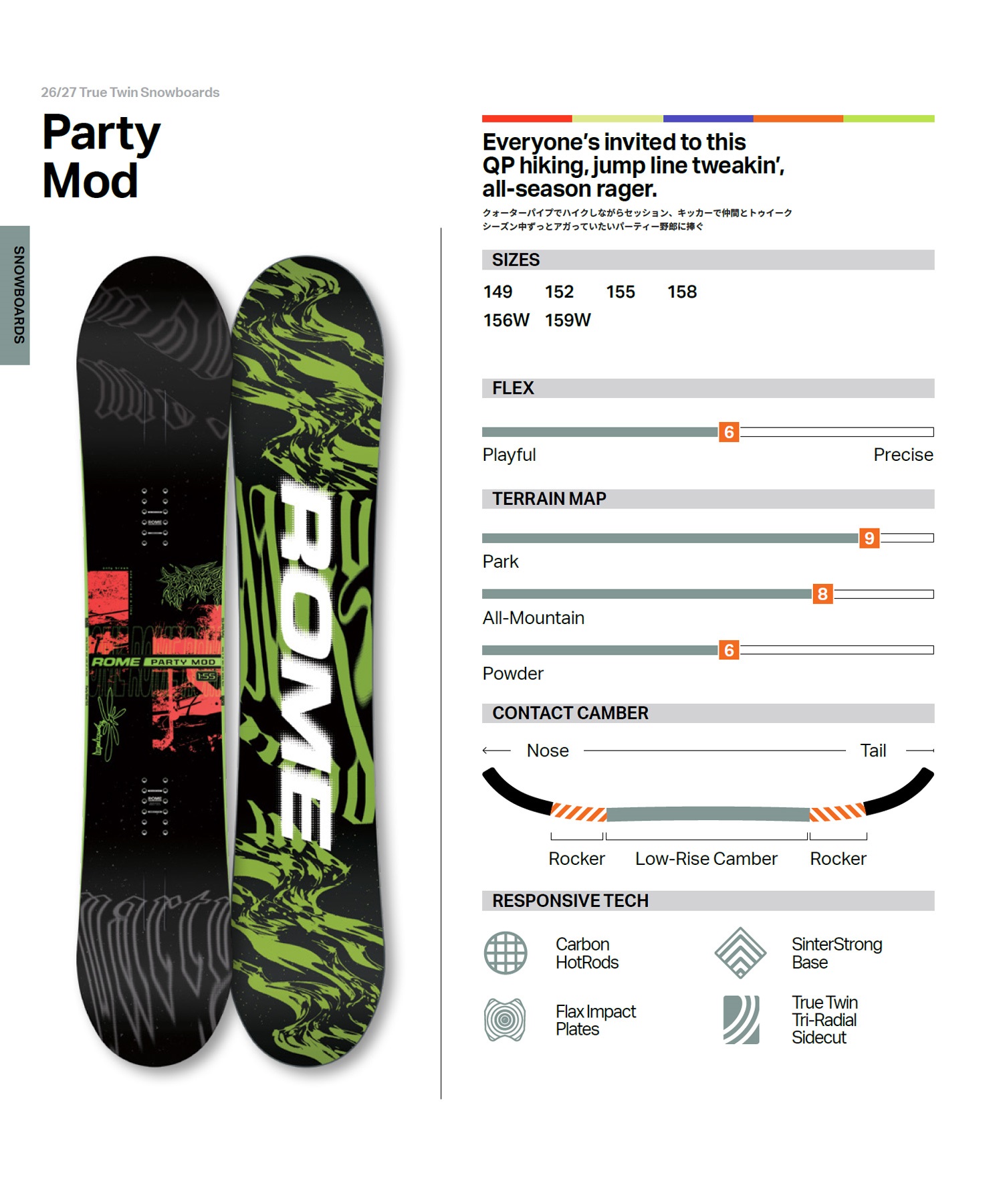 ROME SDS ローム パーティーモッド PARTY MOD スノーボード 板
