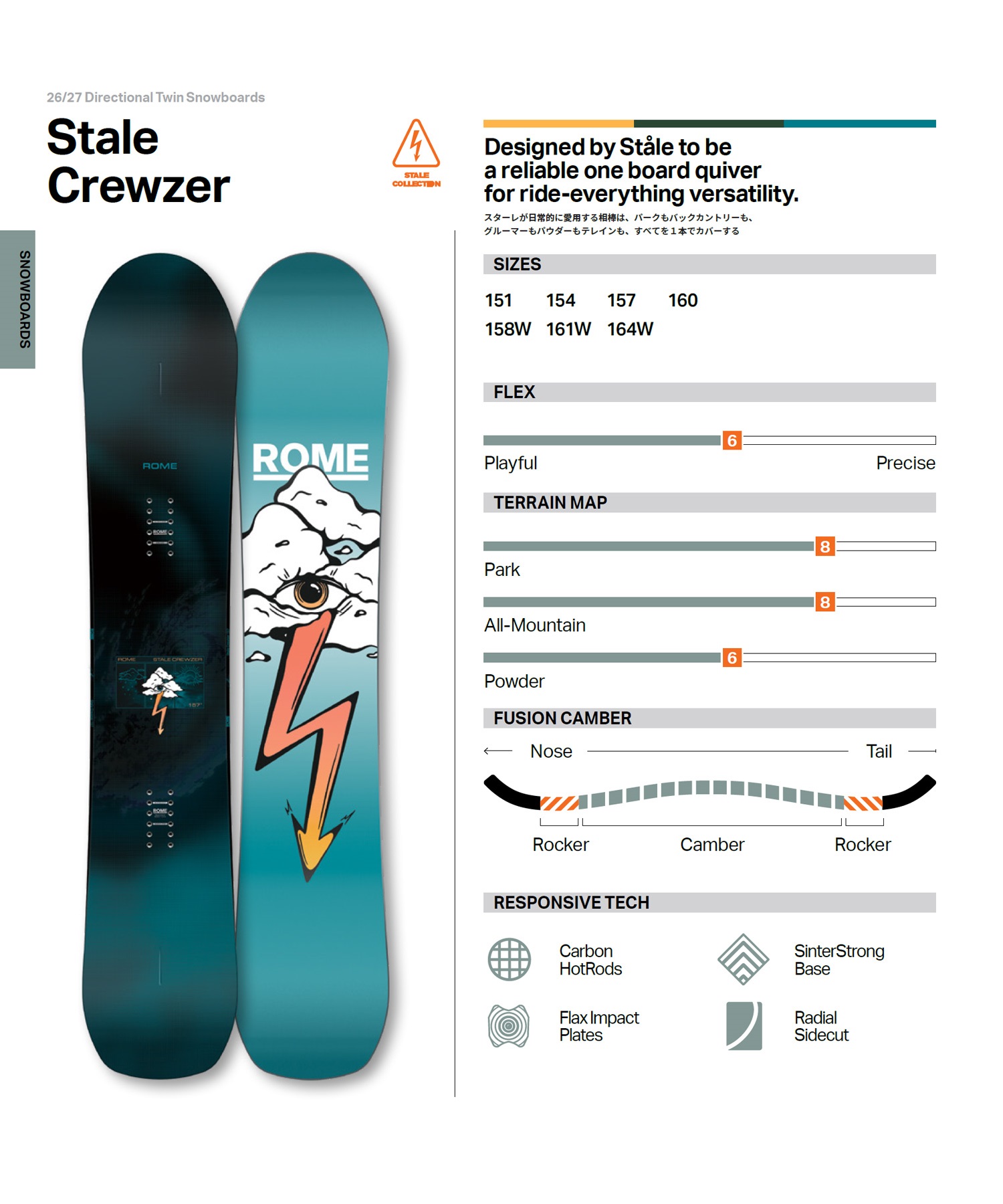 ROME SDS ローム ステールクルーザー STALE CREWZER スノーボード 板