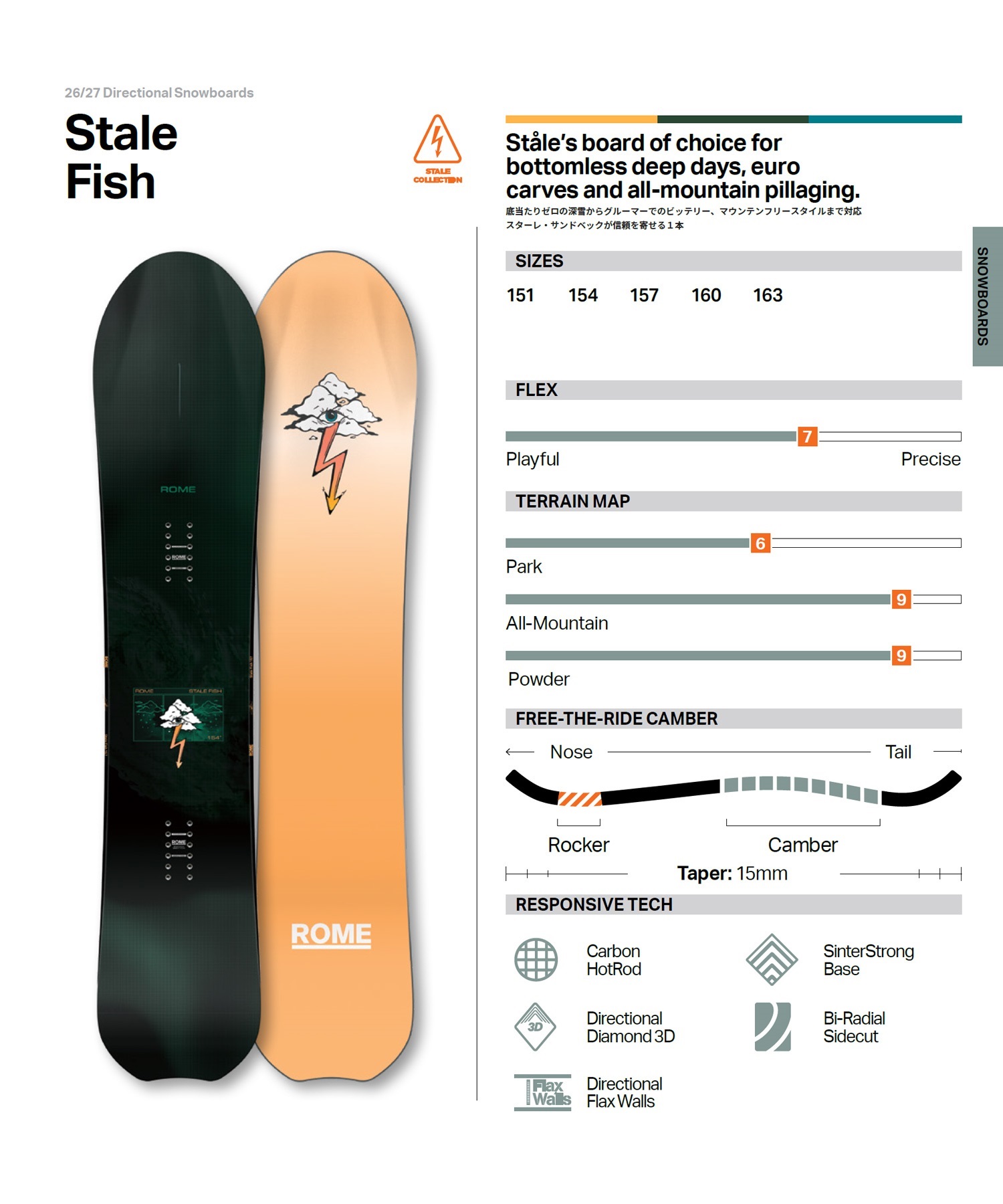 ROME SDS ローム ステールフィッシュ STALE FISH スノーボード 板