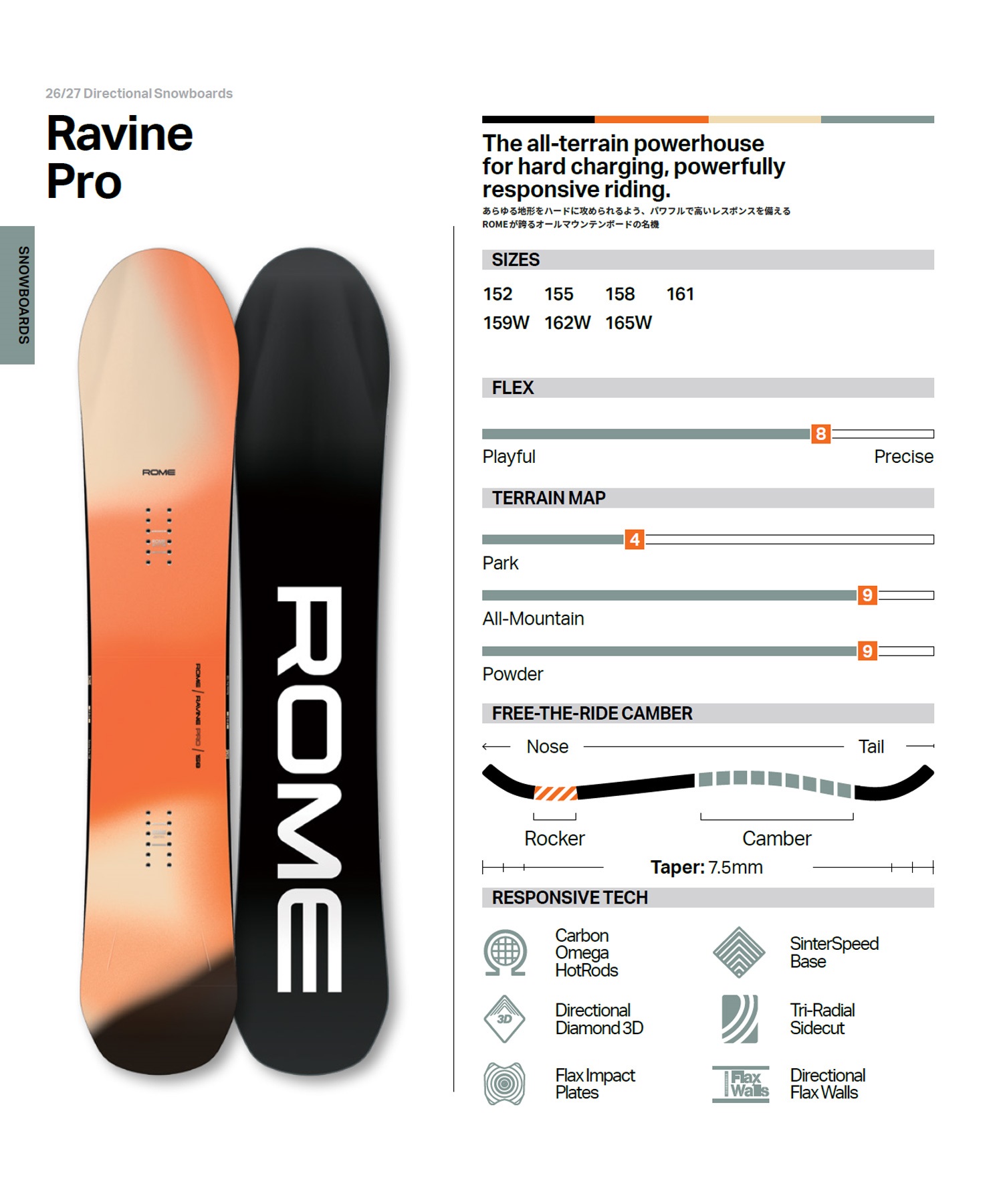 ROME SDS ローム ラヴィーン プロ RAVINE PRO スノーボード 板 フリー