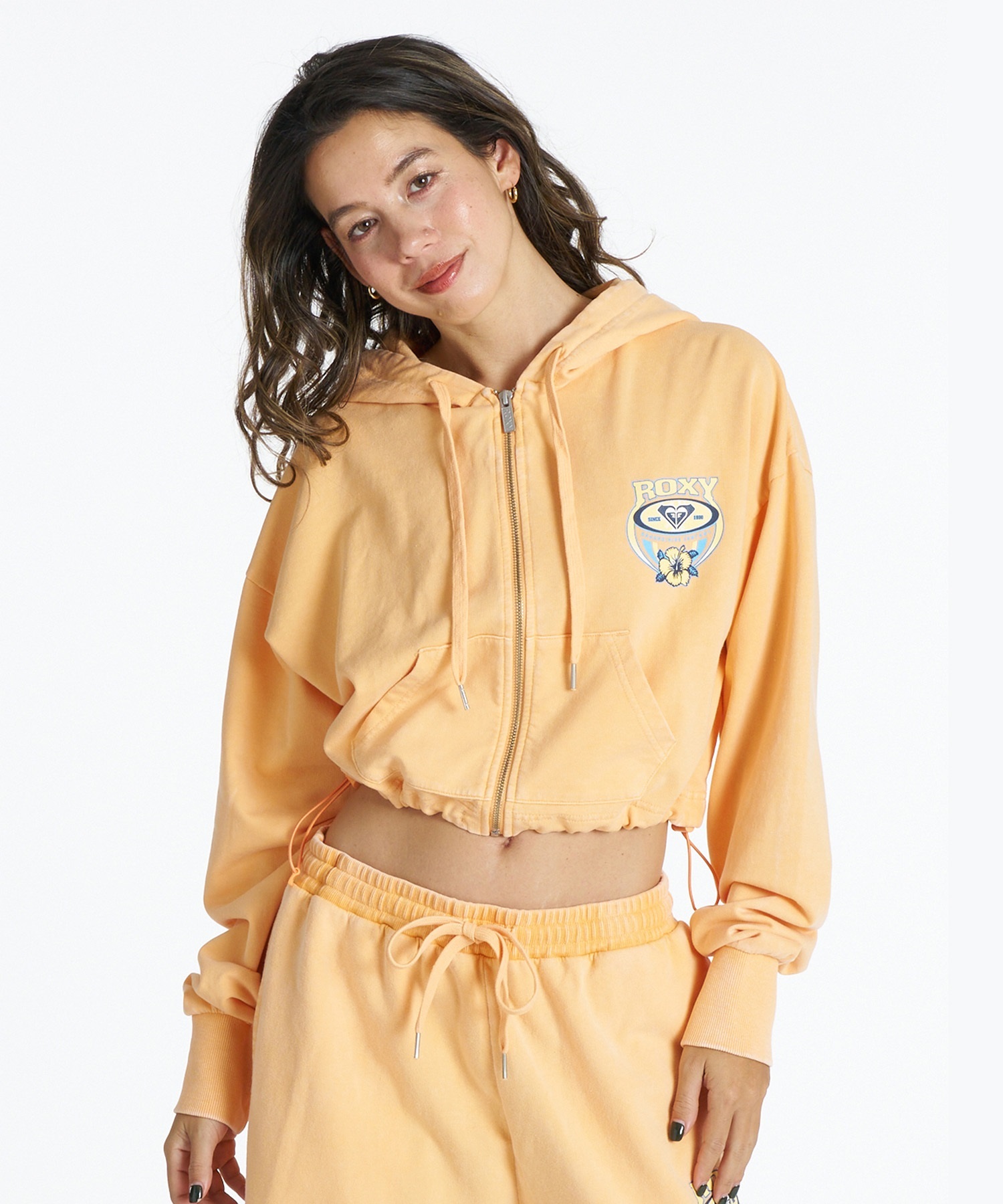 ROXY ロキシー ジップアップ パーカー レディース クロップド丈 裏毛