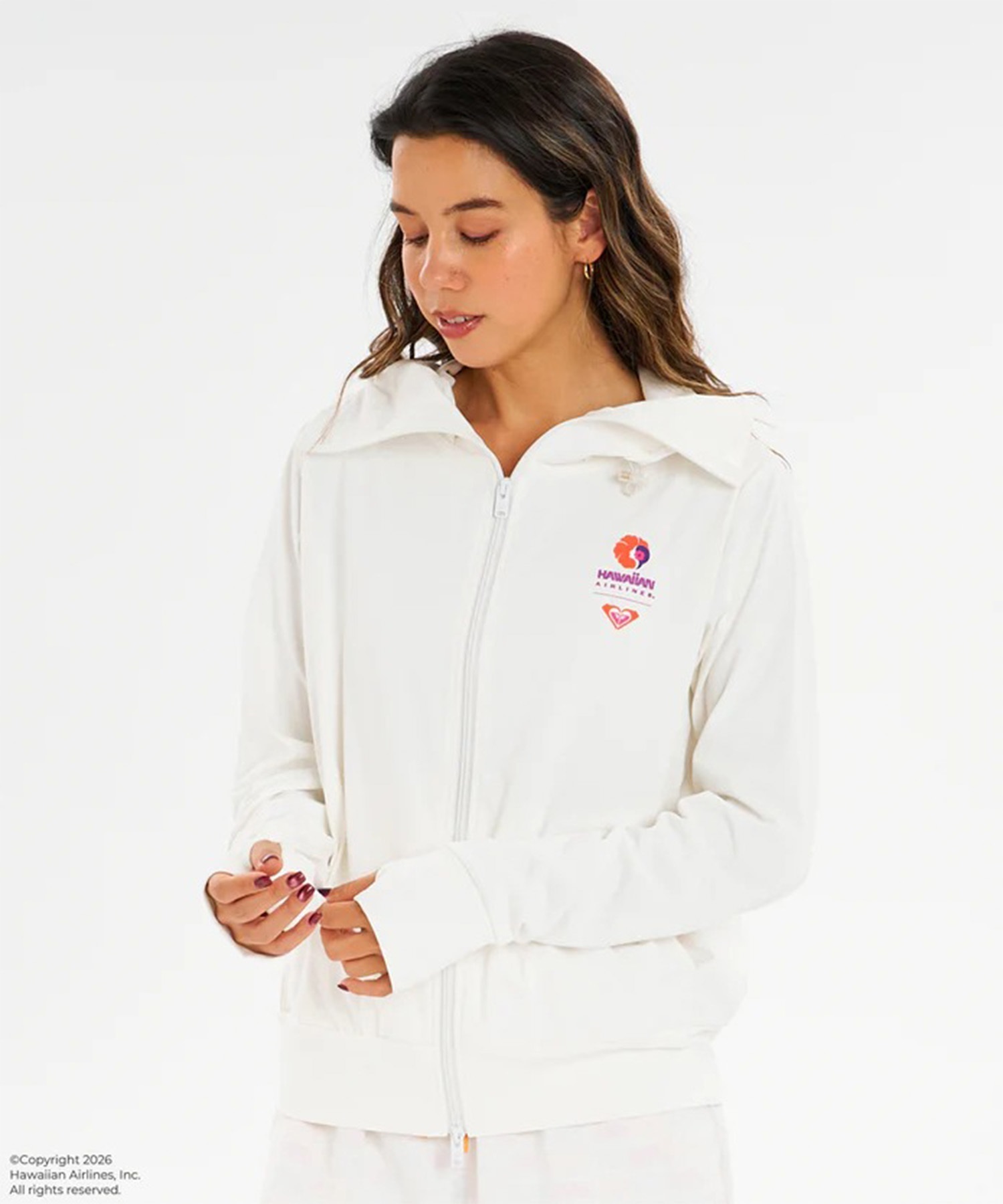 超特急 REAL? パーカー XL アロハ　ラグラン　ロンT ROXY ロキシー HAWAIIAN AIRLINES コラボ ジップアップ パーカー