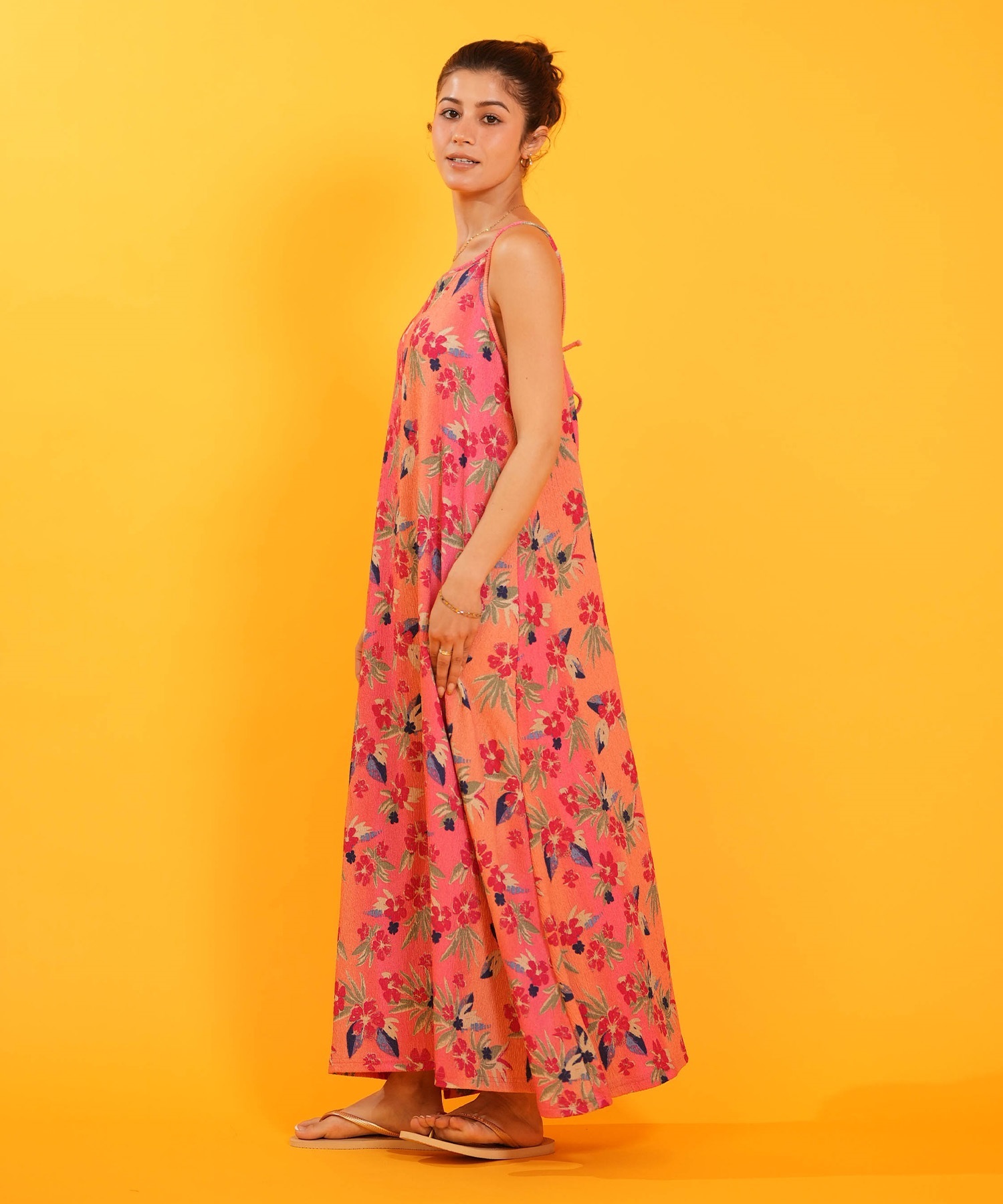レトロ　レア　花柄　半袖ひざ丈ワンピース　ロキシー　パイル生地　可愛い ROXY ロキシー ワンピース レディース 花柄 HIBISCUS TIDE DRESS