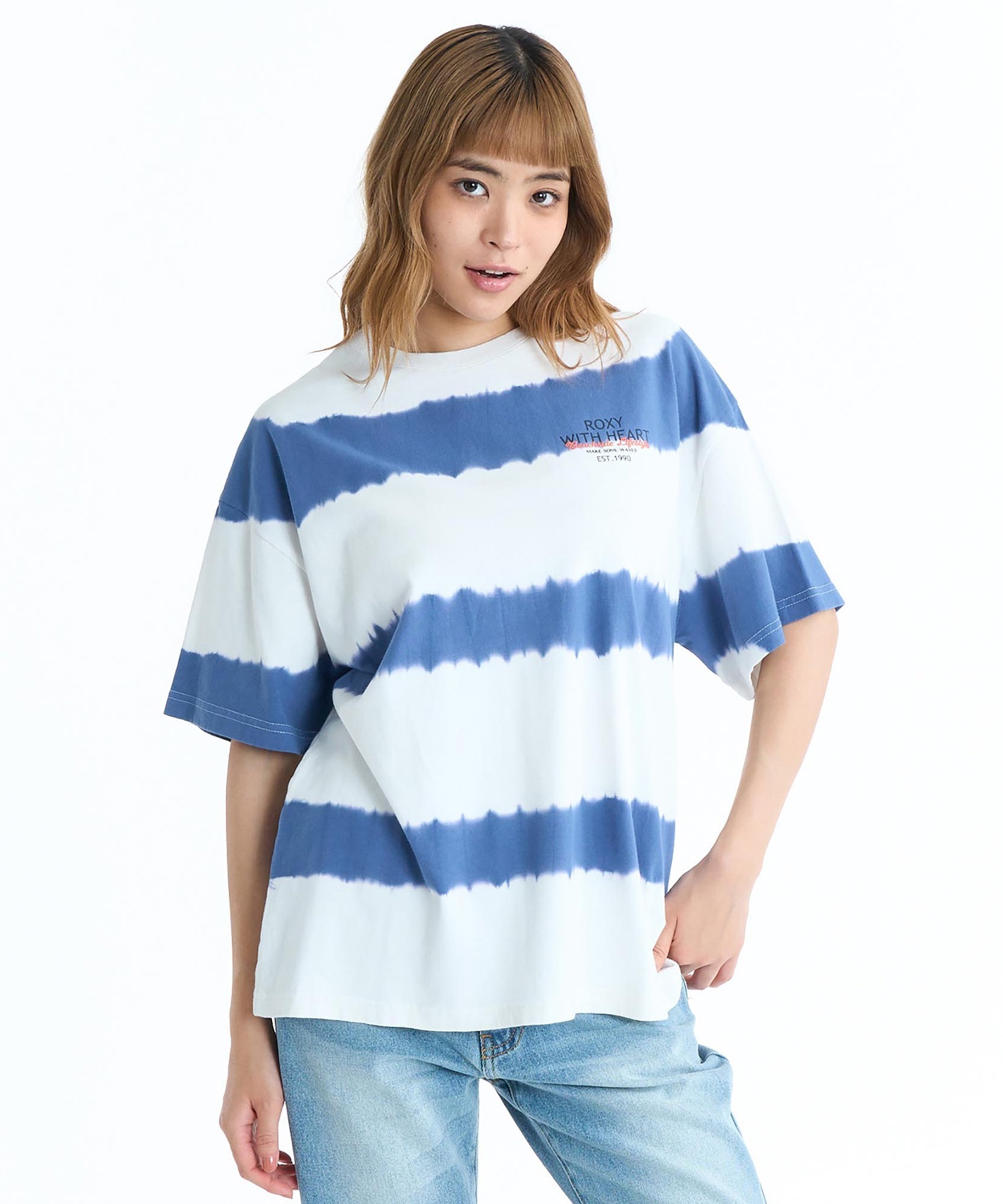 ROXY ロキシー 半袖 Tシャツ レディース バックプリント ボーダー タイダイ RST261093(BBO-M)