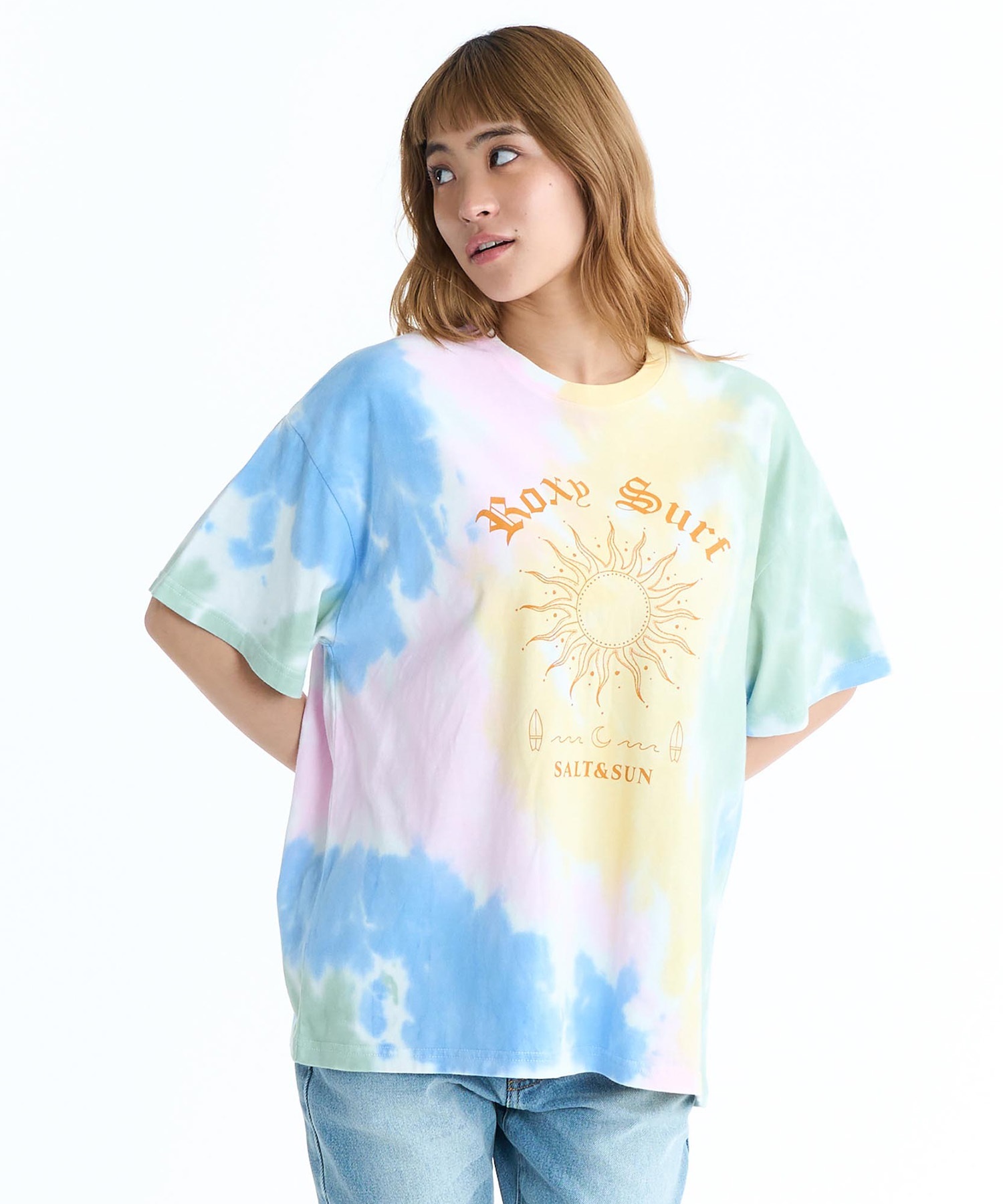 ROXY ロキシー 半袖 Tシャツ レディース バックプリント ボーダー タイダイ RST261093(BBO-M)