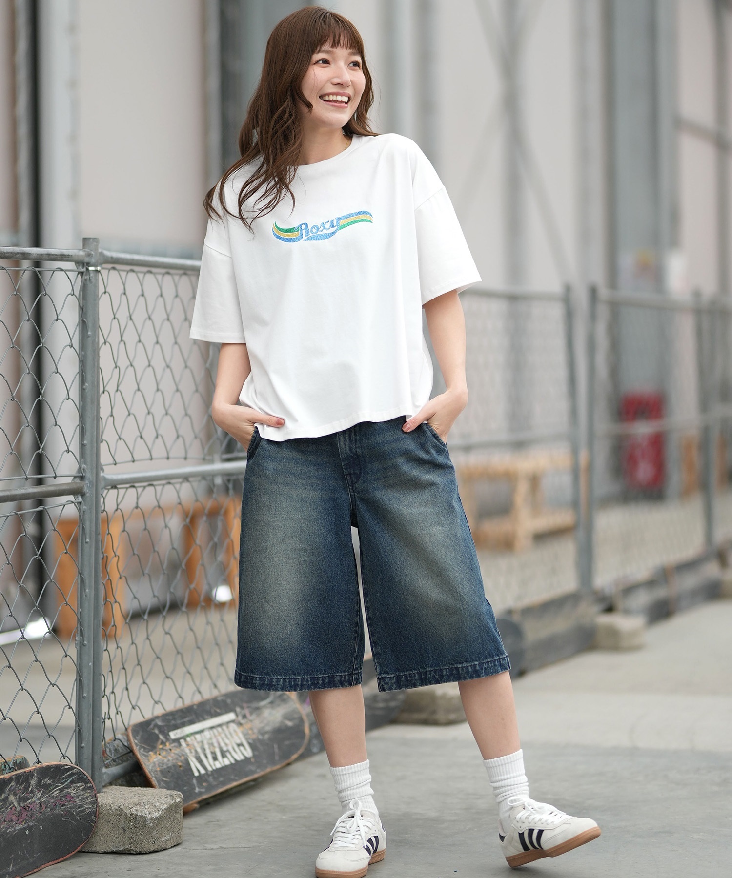 ROXY ロキシー 半袖 Tシャツ レディース フロントプリント RST261641M ムラサキスポーツ限定(WHT-M)