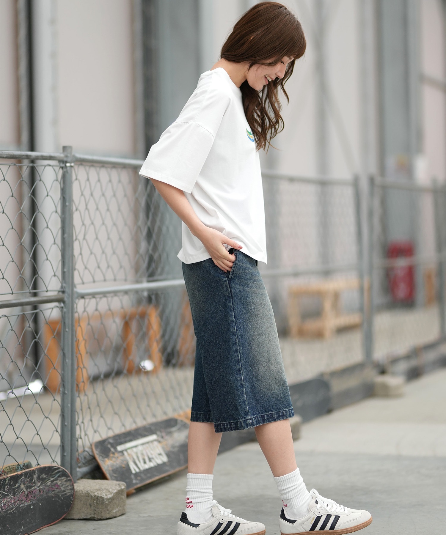 ROXY ロキシー 半袖 Tシャツ レディース フロントプリント RST261641M ムラサキスポーツ限定(WHT-M)