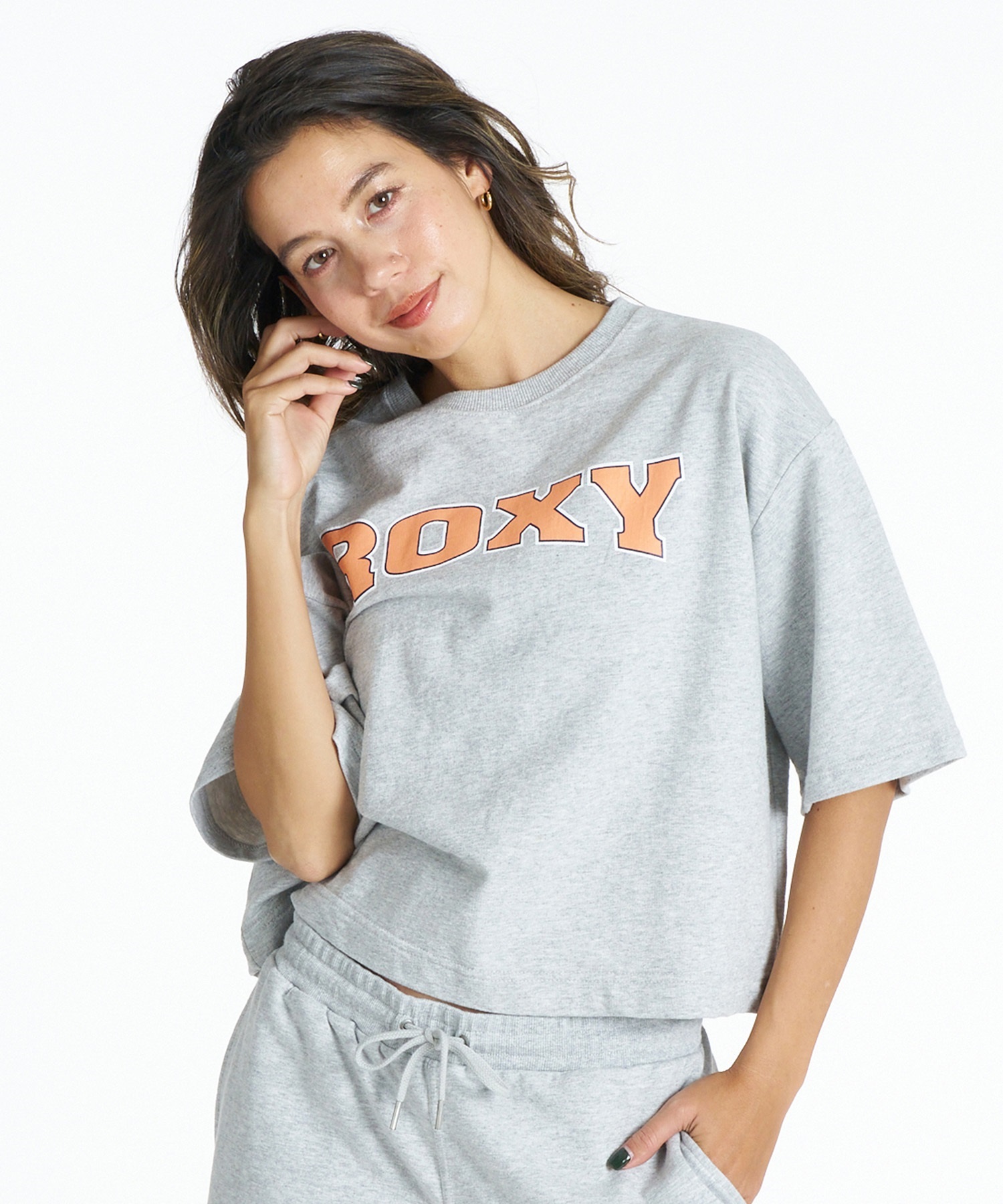 ROXY ロキシー 半袖 Tシャツ レディース クロップド丈 カレッジロゴ