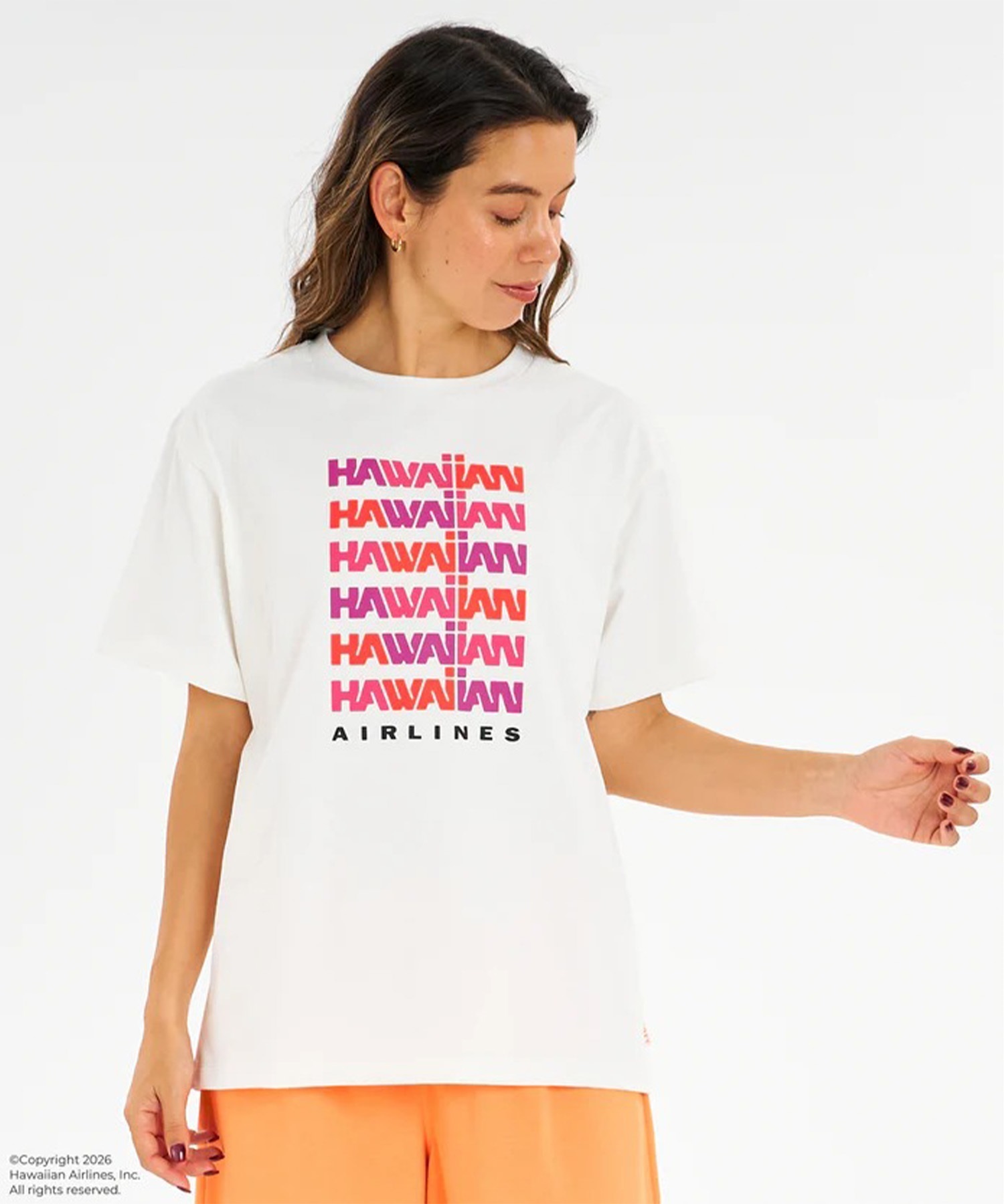 ROXY ロキシー HAWAIIAN AIRLINES コラボ 半袖 Tシャツ レディース