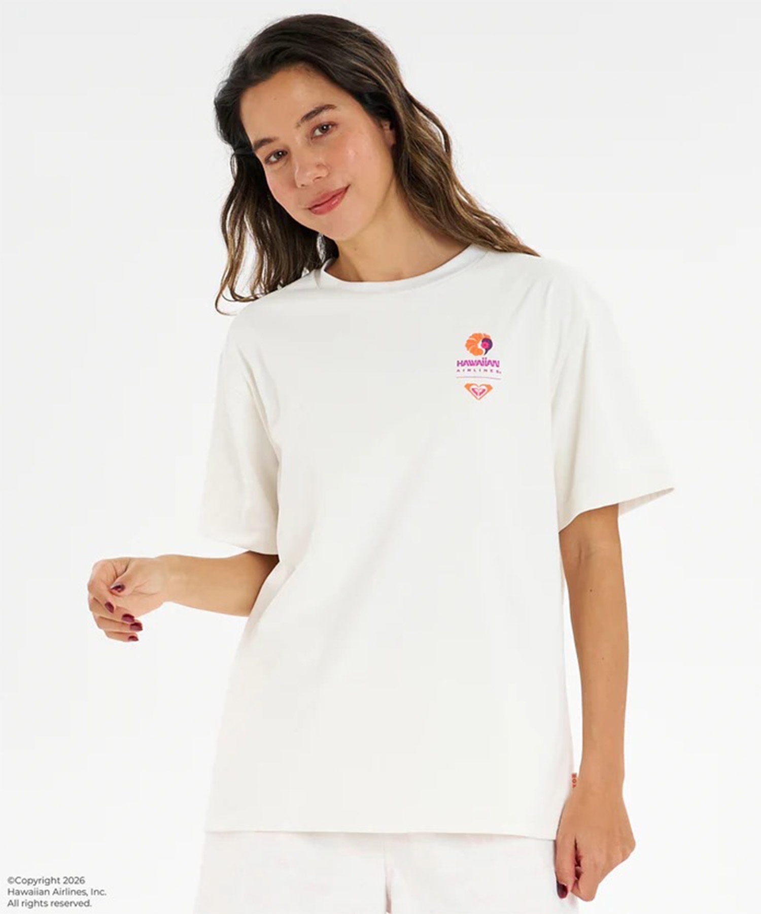ROXY ロキシー HAWAIIAN AIRLINES コラボ 半袖 Tシャツ レディース
