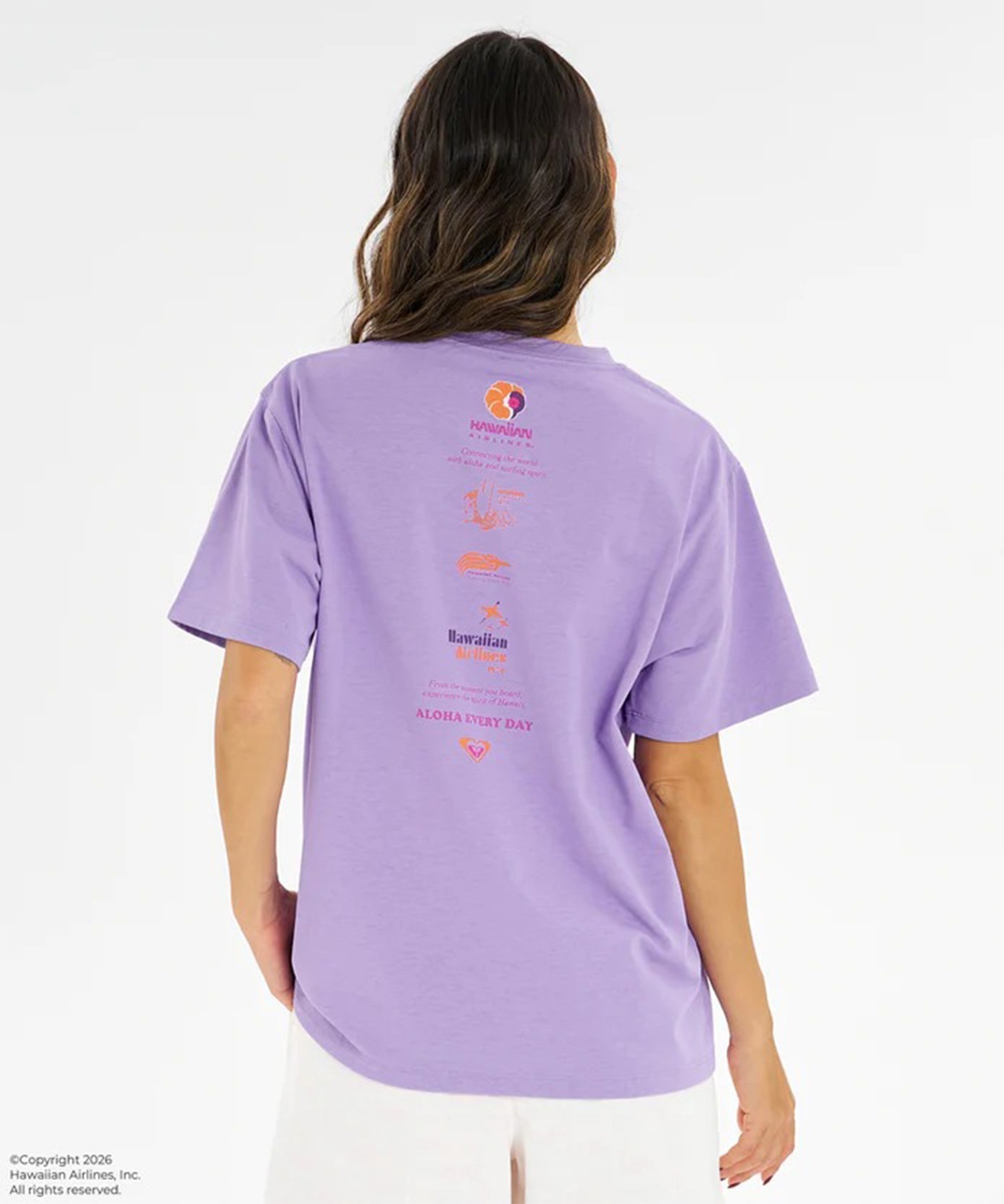 ROXY ロキシー HAWAIIAN AIRLINES コラボ 半袖 Tシャツ レディース