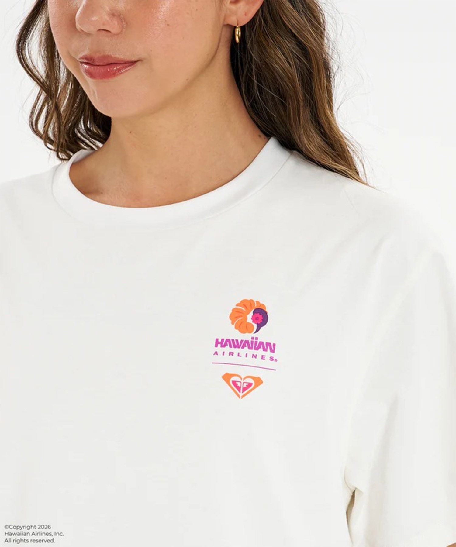 ROXY ロキシー HAWAIIAN AIRLINES コラボ 半袖 Tシャツ レディース