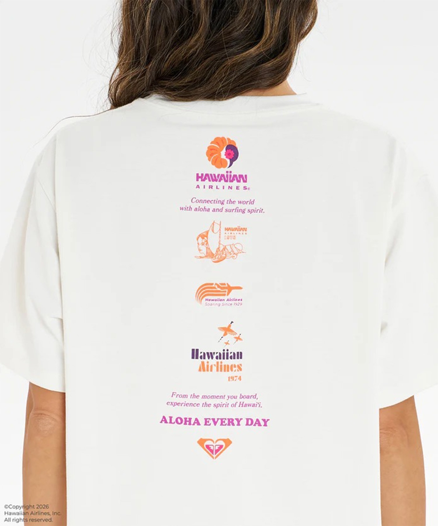 ROXY ロキシー HAWAIIAN AIRLINES コラボ 半袖 Tシャツ レディース