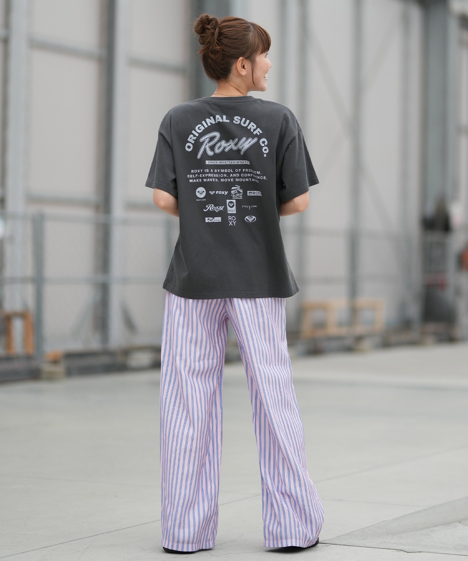 ROXY ロキシー ロングパンツ レディース ワイドパンツ 花柄 ストライプ