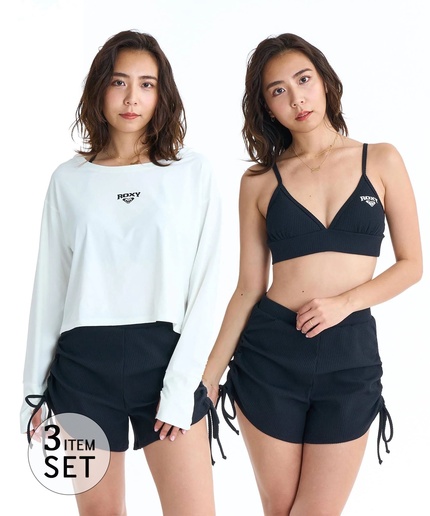 ROXY ロキシー 水着 3点セット ビキニ レディース 長袖ラッシュガード