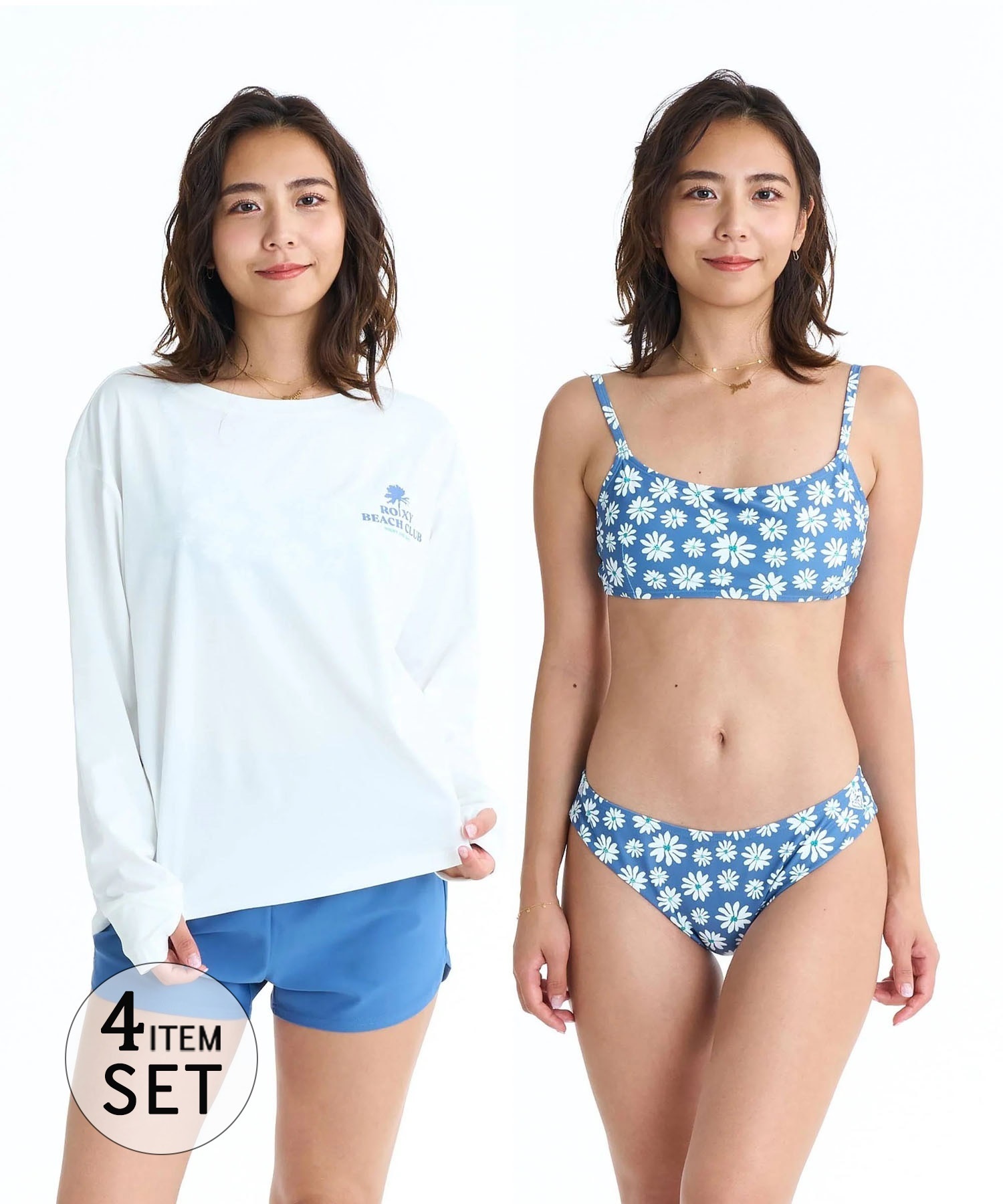 ROXY ラッシュガード 水着 ビキニ ホワイト/ブルー　新品未使用 ROXY（ロキシー） ラッシュガード FUN ＆ ALIVE TANK/ロキシー水陸両用