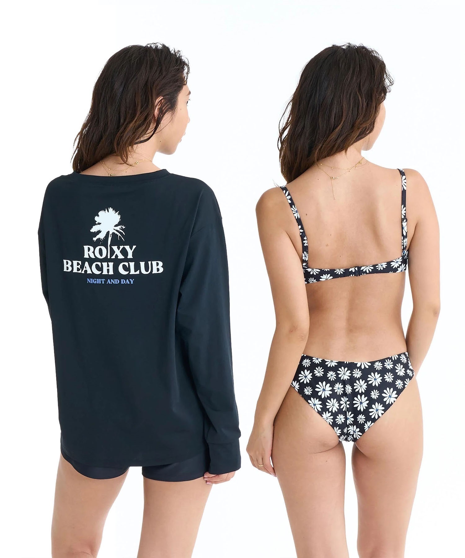 ROXY ロキシー 水着 4点セット ビキニ レディース 花柄 長袖ラッシュ