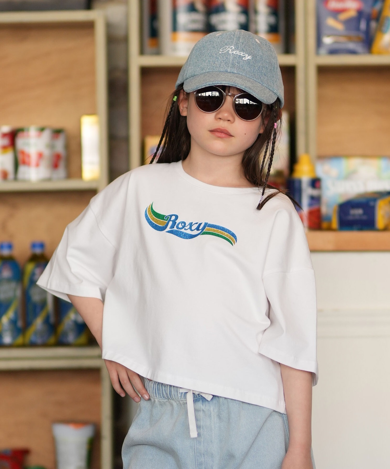 ROXY ロキシー 半袖 Tシャツ キッズ ジュニア 子供 クロップド丈 MINI