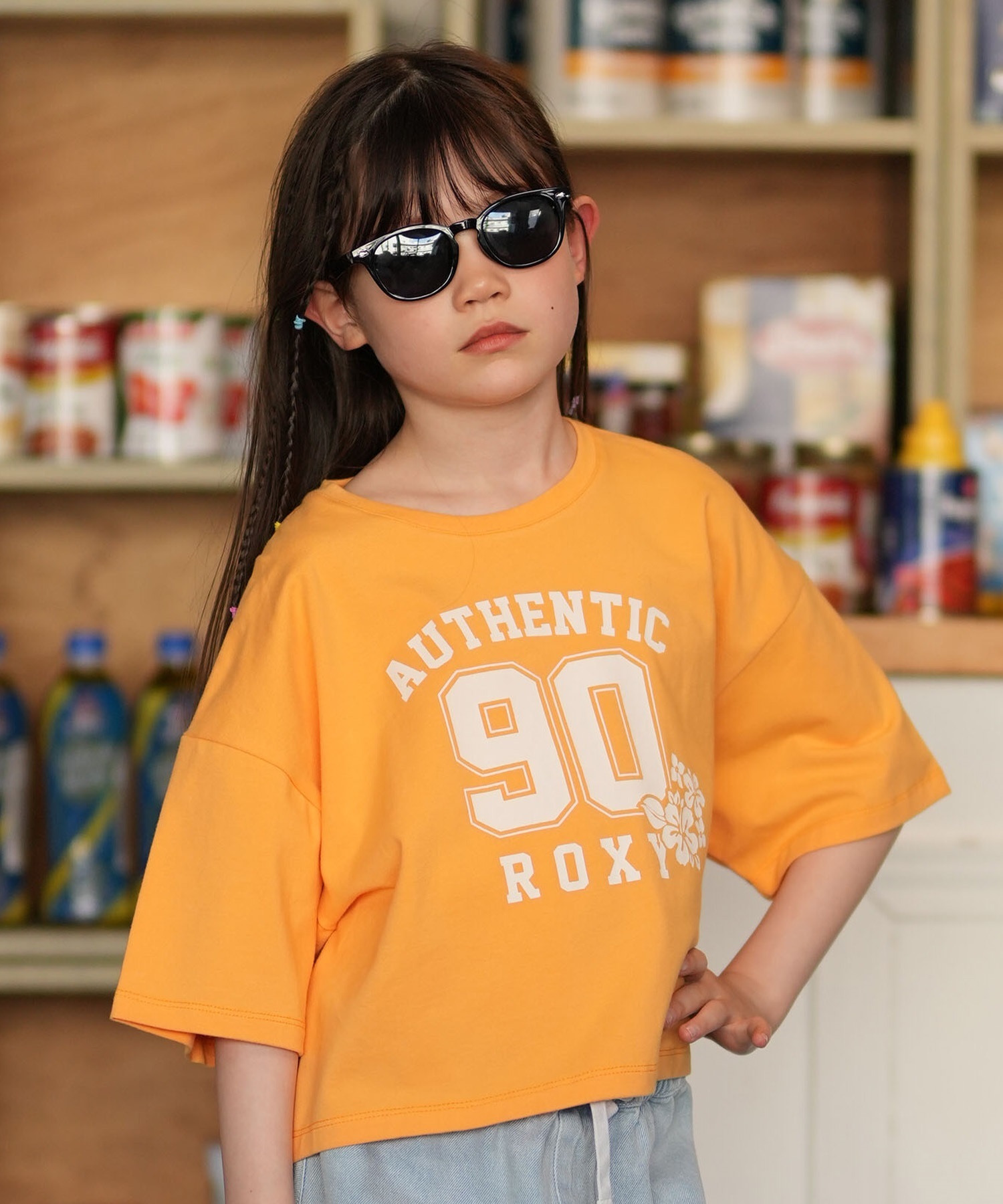 昭和レトロ　テイジン　ソレルアップ　子供服　テイジン　サンダーバード　ジュニア ROXY ロキシー 半袖 Tシャツ キッズ ジュニア 子供 クロップド丈 MINI
