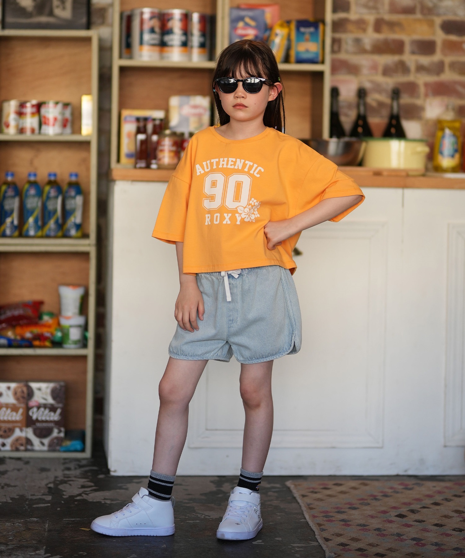 ROXY ロキシー 半袖 Tシャツ キッズ ジュニア 子供 クロップド丈 MINI