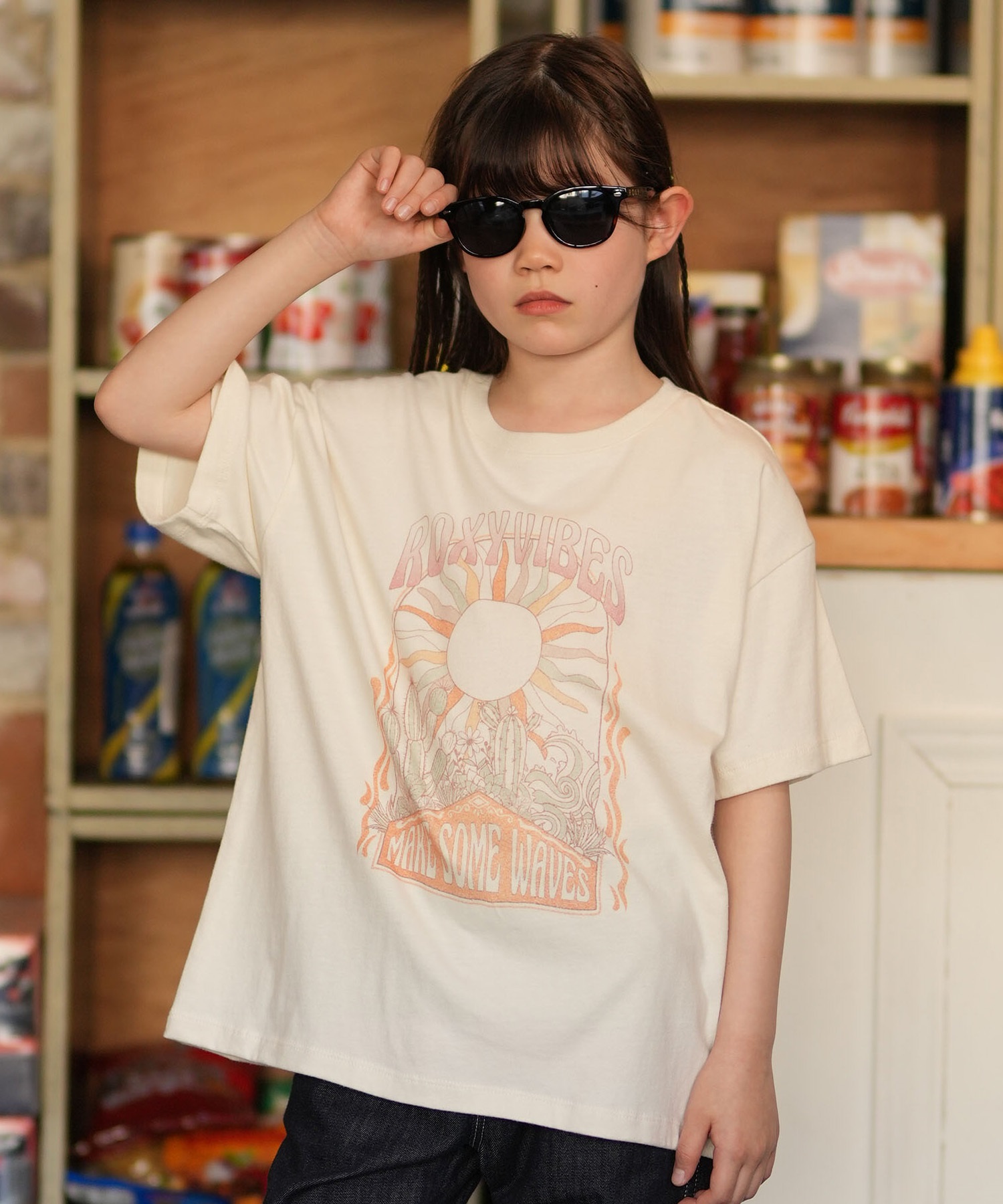 ROXY ロキシー 半袖 Tシャツ キッズ ジュニア 子供 オーバーサイズ MINI ROXY VIBES TST261116(BBK-130cm)