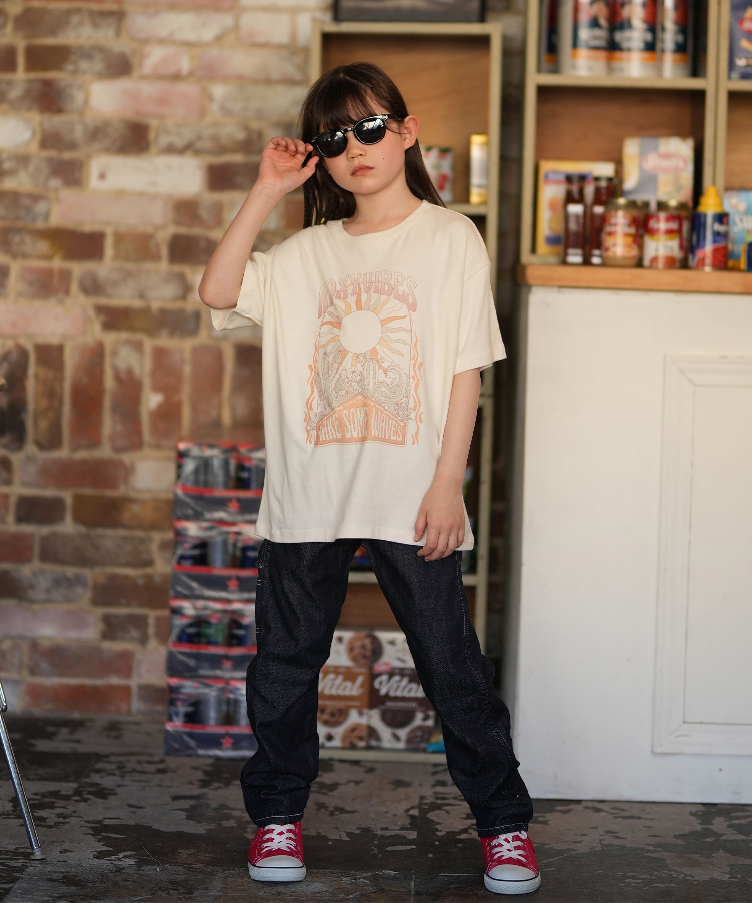 ROXY ロキシー 半袖 Tシャツ キッズ ジュニア 子供 オーバーサイズ MINI ROXY VIBES TST261116(BBK-130cm)
