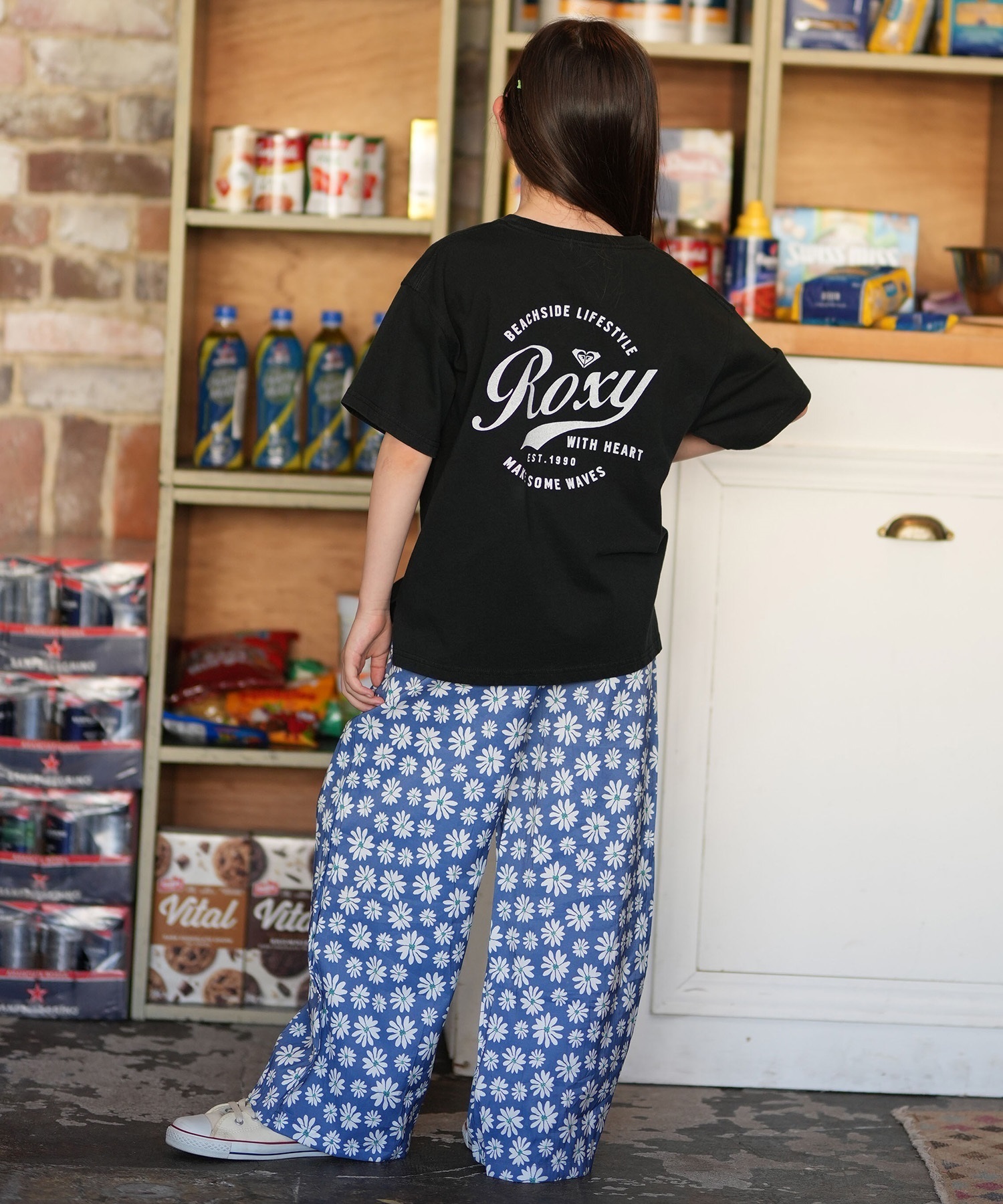 ROXY ロキシー 半袖 Tシャツ キッズ ジュニア 子供 女の子 MINI ROXY WITH HEART Tシャツ TST261117(BBK-130cm)