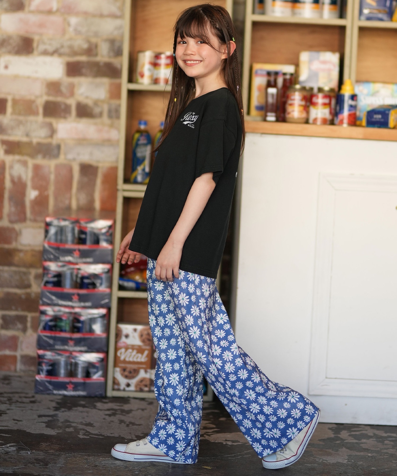 ROXY ロキシー 半袖 Tシャツ キッズ ジュニア 子供 女の子 MINI ROXY WITH HEART Tシャツ TST261117(BBK-130cm)