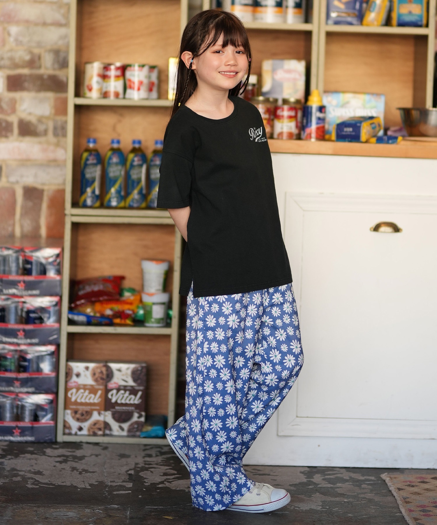 ROXY ロキシー 半袖 Tシャツ キッズ ジュニア 子供 女の子 MINI ROXY WITH HEART Tシャツ TST261117(BBK-130cm)