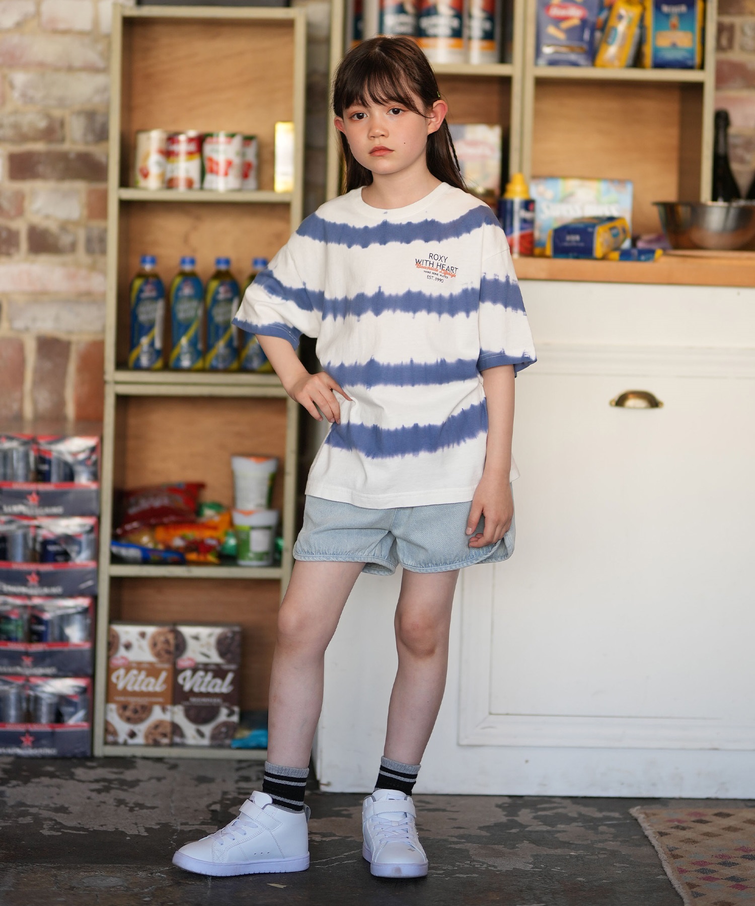 ROXY ロキシー 半袖 Tシャツ キッズ ジュニア 子供 オーバーサイズ MINI MAKE SOME WAVES TST261119(MUL1-130cm)