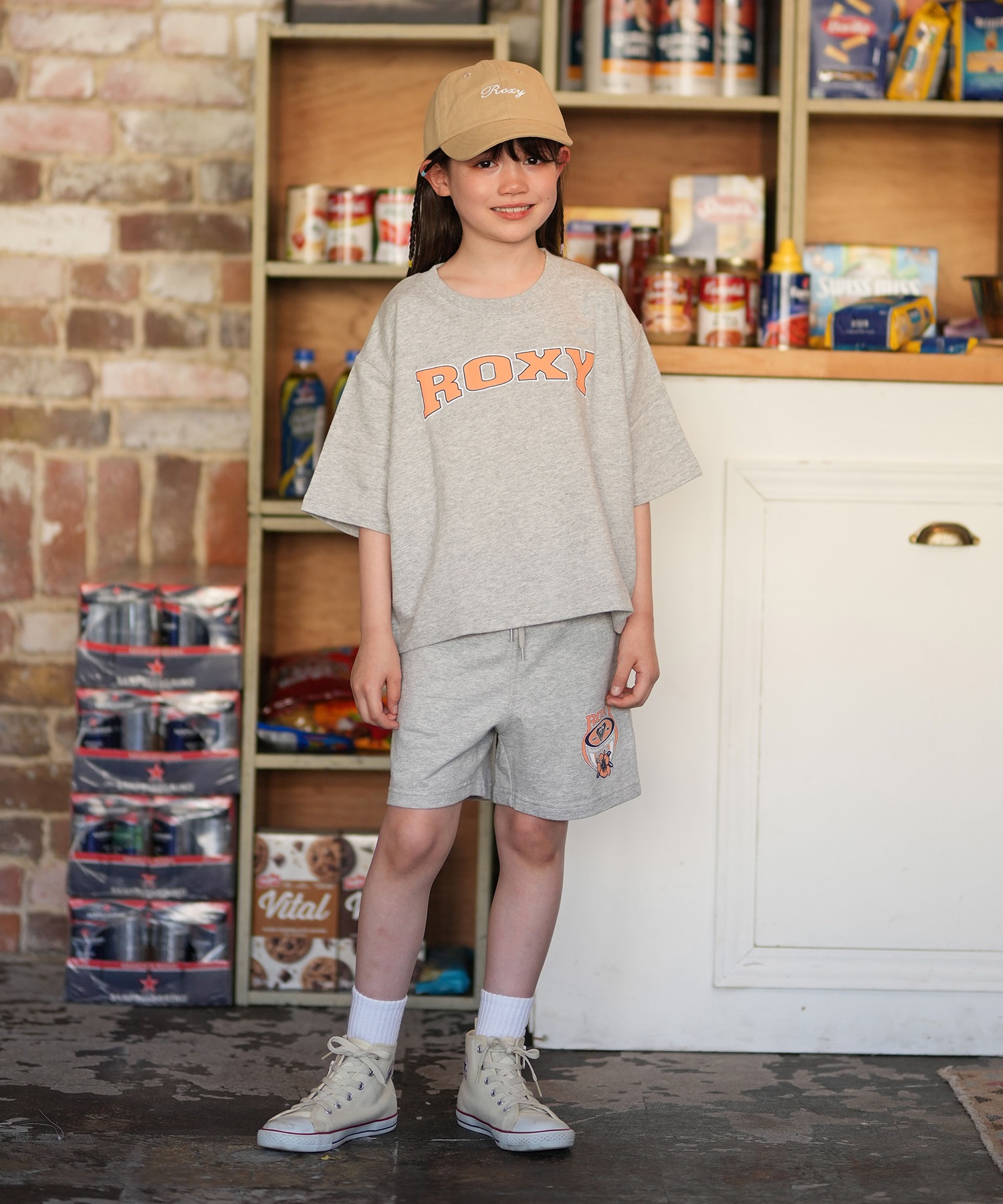 ROXY ロキシー 半袖 Tシャツ キッズ 裏毛 MINI WAVE CLUB S STEE TST261659M ムラサキスポーツ限定(HER-130cm)