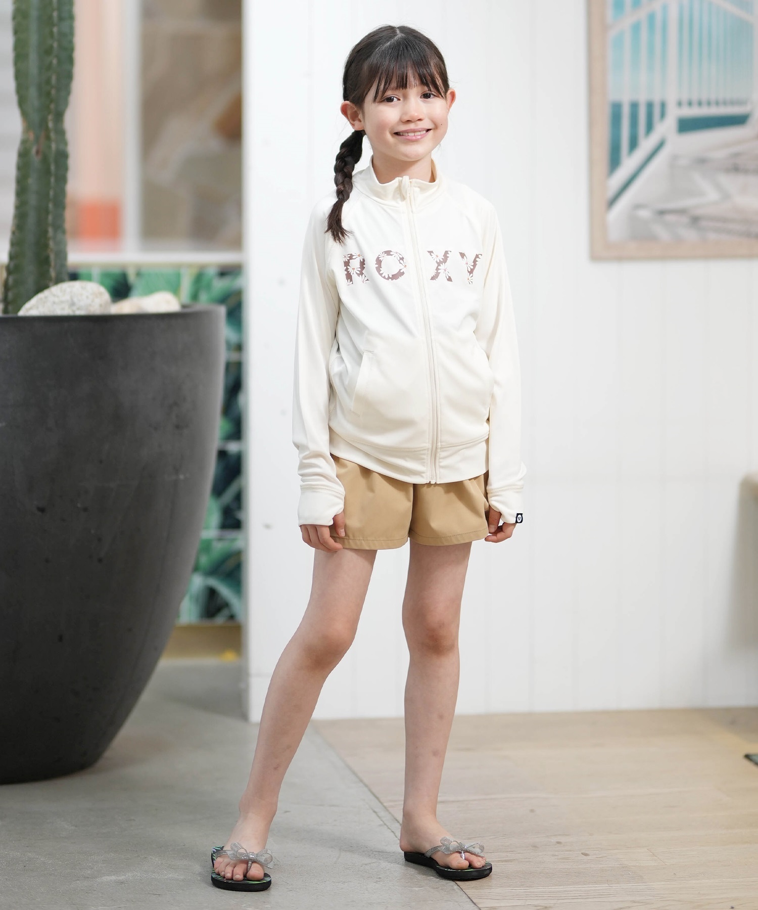 ROXY ロキシー キッズ ジュニア 子供 水陸両用 SPLASHY STAND ジップラッシュガード TLY261107(LBL-120cm)