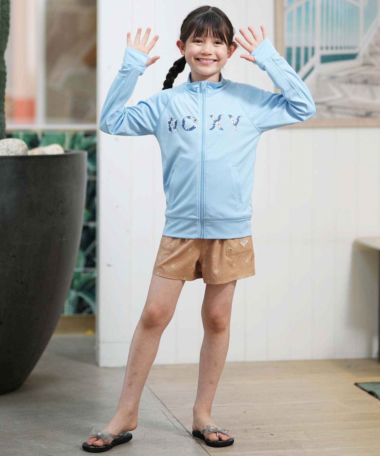 ROXY ロキシー キッズ ジュニア 子供 水陸両用 SPLASHY STAND ジップラッシュガード TLY261107(LBL-120cm)